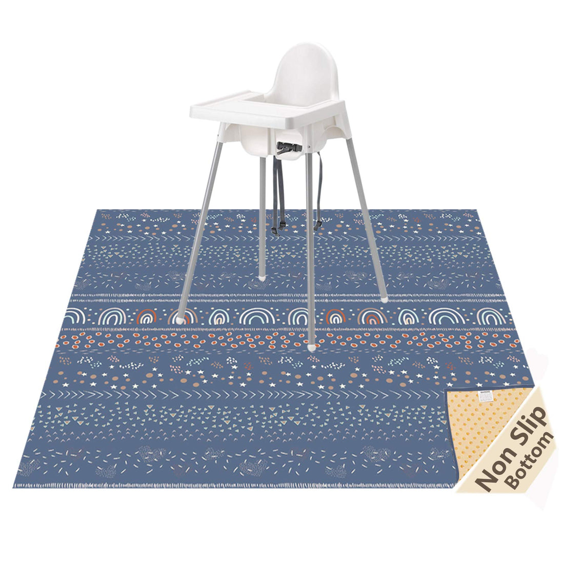 Splat Mat for Under High Chair/Arts/Crafts, WOMUMON 51 Waterproof Spill Mat Washable Non-Slip Floor Protector Splash Mat, Messy Mat and Table Cloth