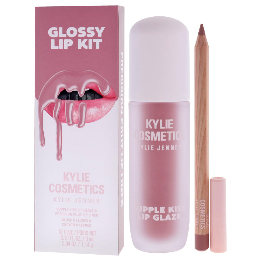 Kylie Cosmetics Supple Kiss Precision Lip Kit - 808 for Women - 2 Pc 0.10oz Supple Kiss Lip Glaze, 0.04oz Precision Pout Lip Liner