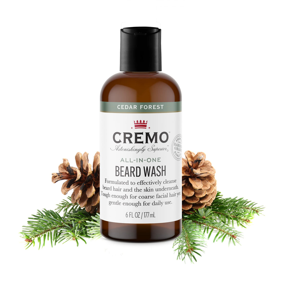 Cremo Cedar Forest Blend Beard and Face Wash, Specifically Designed To Clean Coarse Facial Hair, 6 Fluid Ounce, 1 count
