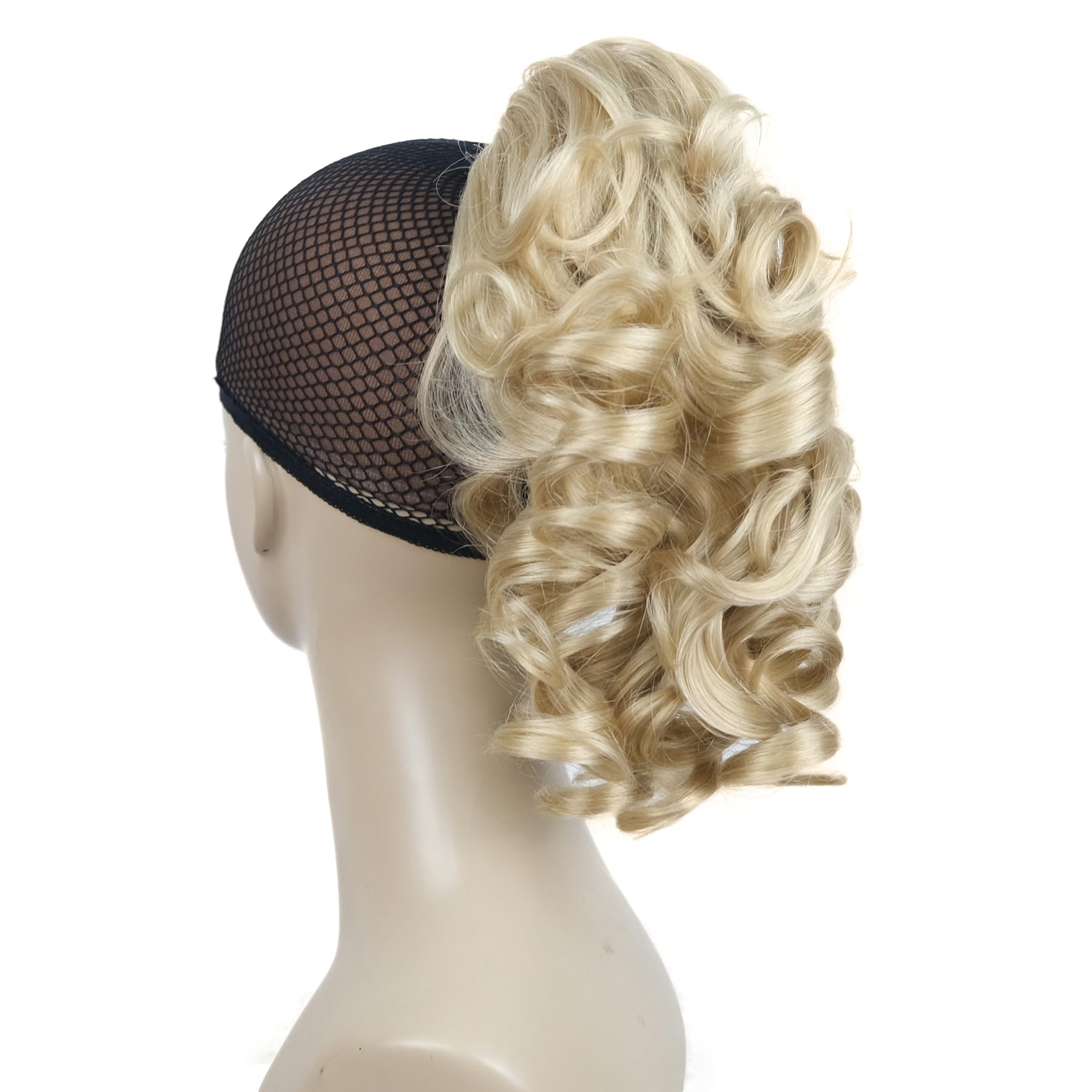 Lydell 12Hair Piece Ponytail Extension Curly Curled Nature Looking Heat-Resisting Different Colors (Bright Golden Blonde)