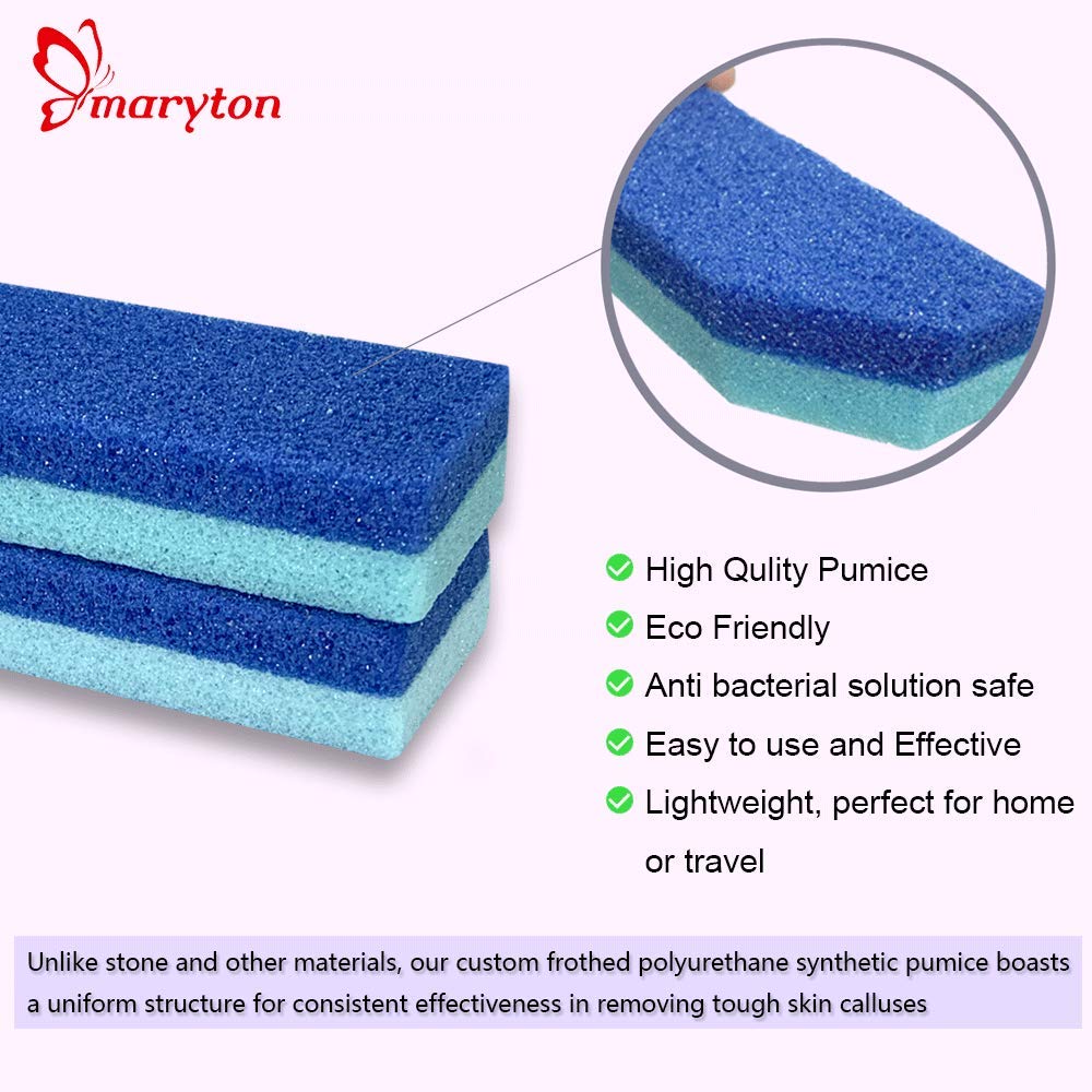 Maryton Pumice Sponge for Feet, Pedicure Stone Foot Scrubber File and Callus Remover Block Pack of 2 (Blue)