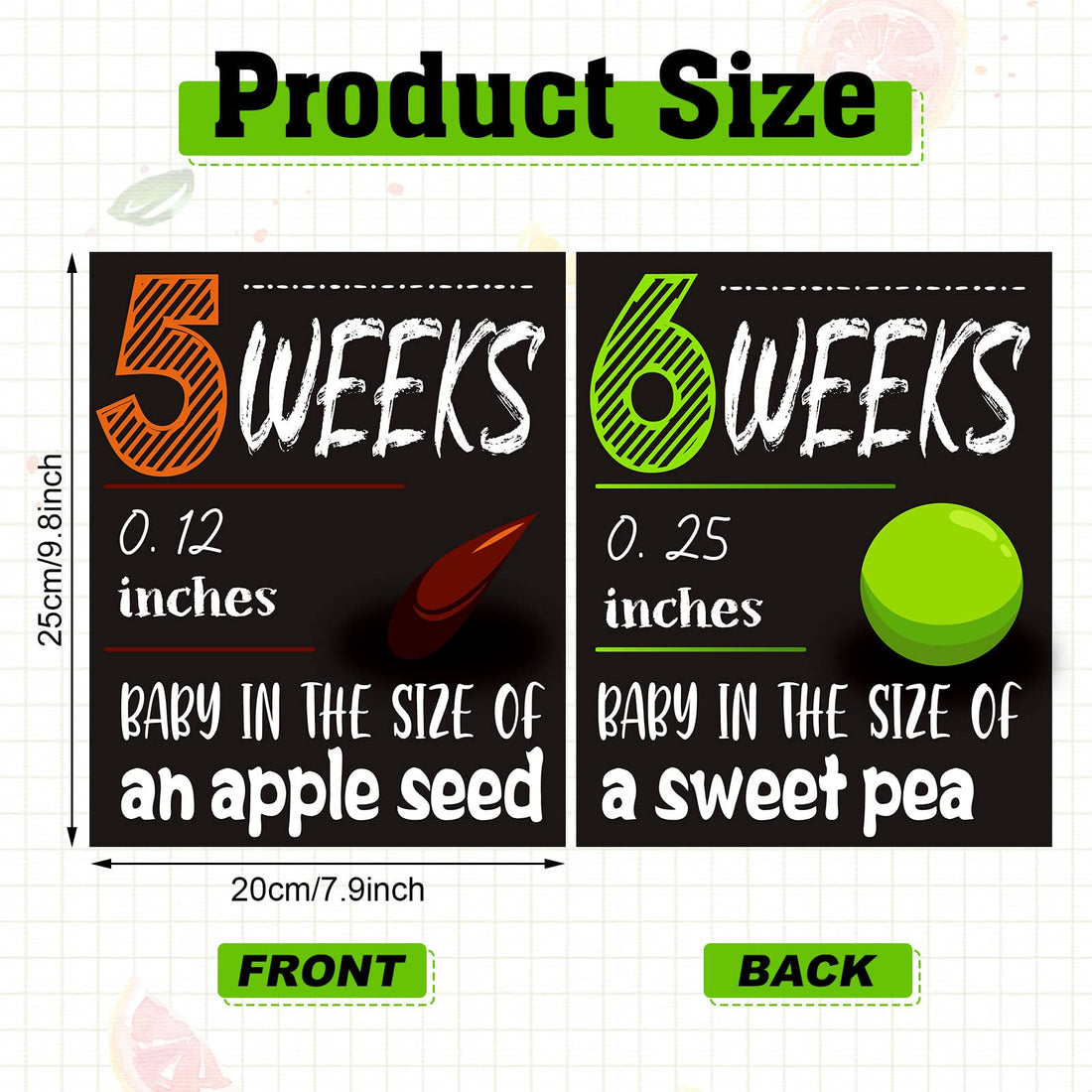 Geyee Pregnancy Sign 5 to 40 Weeks Weekly Milestone Belly Bump Tracker Pregnancy Milestone Cards Countdown Chalkboard Calendar Card Weekly Baby Size Photo Prop Gift for Pregnant Women Mom