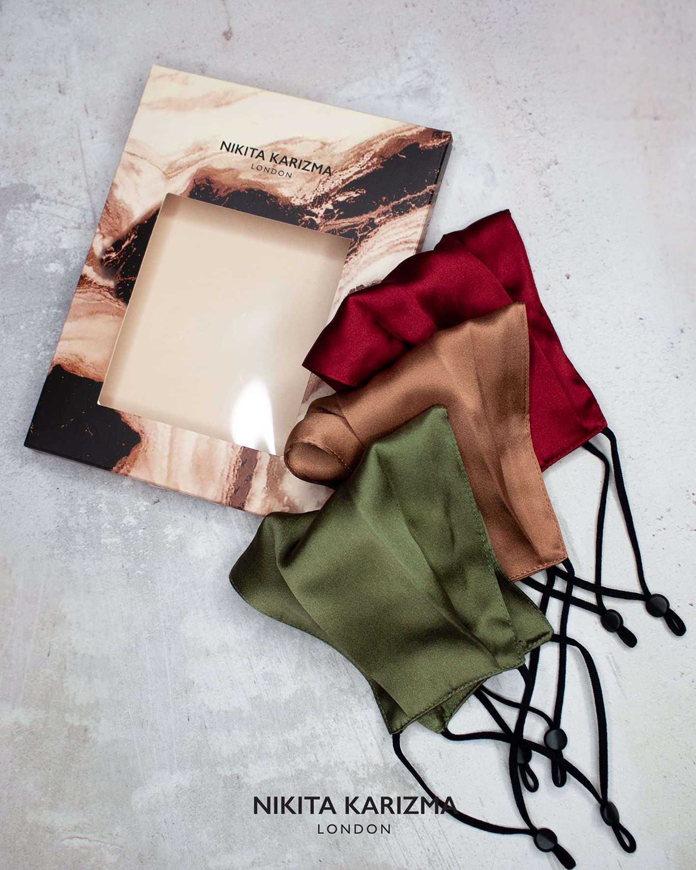 KARIZMA Beverly Hills Silk Face Mask 3 Pack. Earth Tones Fashionable Designer Face Mask for Women. Washable Fabric Face Mask Reusable Facemask. Real Mulberry Silk Masks, Luxury Fashion Masks for Women