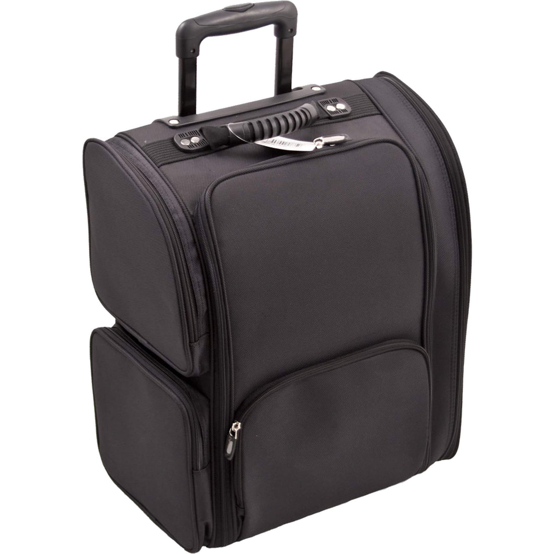 Sunrise High Quality Nylon Professional Soft Sided Rolling Makeup Case with Pouches in Black