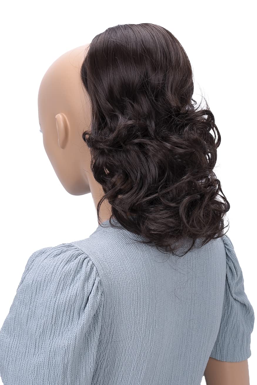 PRTTYSHOP Hair Piece Pony Tail Extension Draw String Voluminous Curly Heat-Resisting 14 chocolate brown # 4 PH202