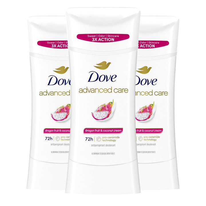 Dove Advanced Care Antiperspirant Deodorant for Women Dragon Fruit & Coconut Cream 3 pack 72 hour sweat and odor protection 2.6 oz
