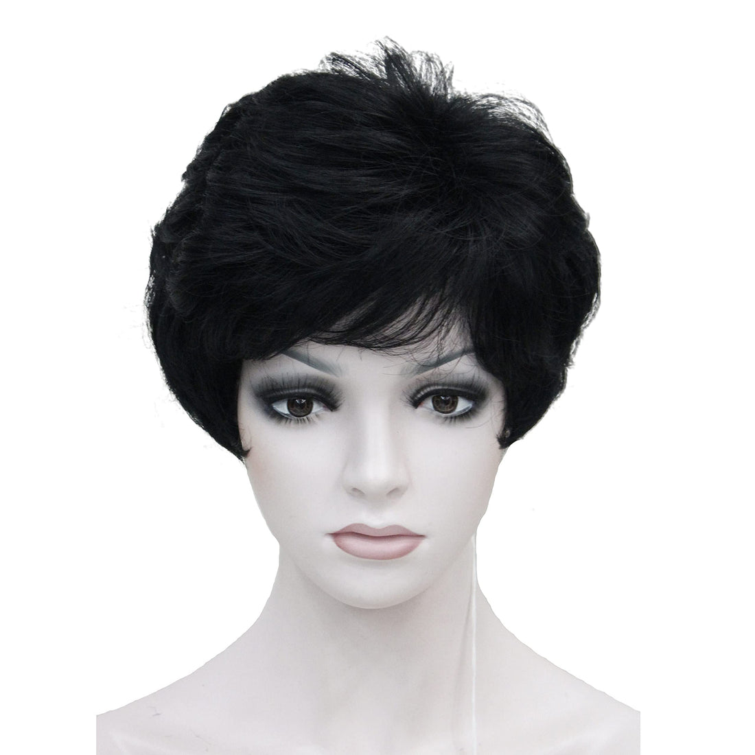 1: Wiginway Lady Women Short Syntheic Natural Wave Wigs Dark Black Hair Wig Short Bob Wigs(Dark Black#1)11 Color