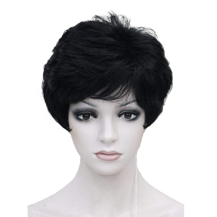 1: Wiginway Lady Women Short Syntheic Natural Wave Wigs Dark Black Hair Wig Short Bob Wigs(Dark Black#1)11 Color