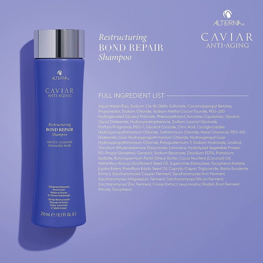 Alterna Caviar Anti-Aging Restructuring Bond Repair Shampoo, 8.5-Ounce (2-Pack)