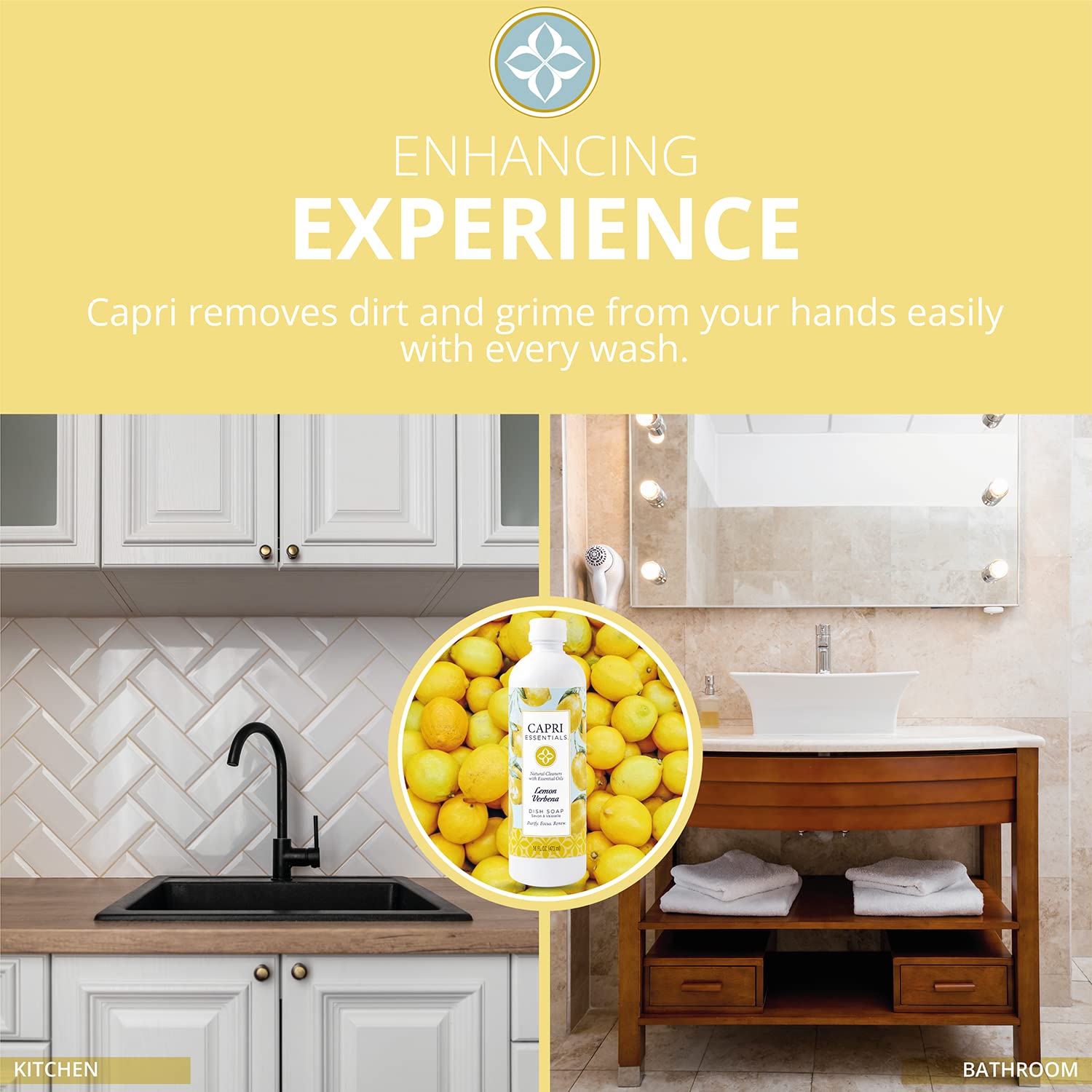 Capri Essentials Natural Hand Soap with Essential Oils - Lemon Verbena, 16 oz.