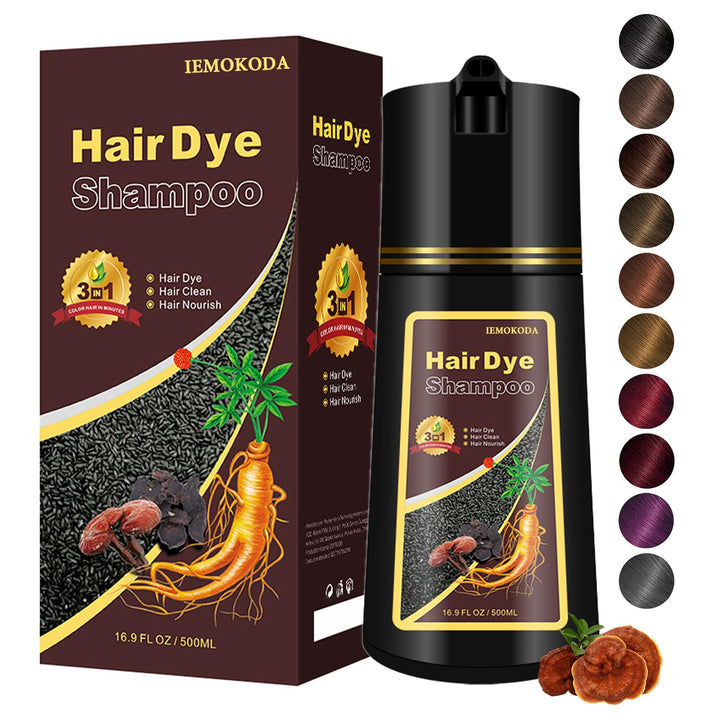 Yocisku Hair Dye Shampoo, Gray Hair Coverage Dye Shampoo, Hair Color Shampoo for All Hair Types, Champu Para Canas, Suitable for Home and Salon (Dark Brown)