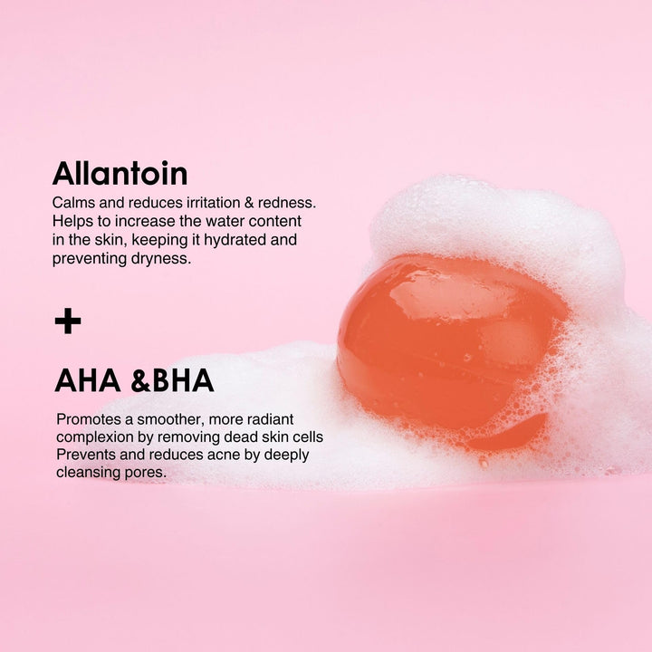 Naisture Be Bare Jelly Ball Cleanser, Daily Face Wash Korean Skin Care Cleanser Ball for Dry Skin with Allantoin for Skin Protectant, AHA &BHA for Exfoliation and Hydrating- Peachy Pink (1.41oz)