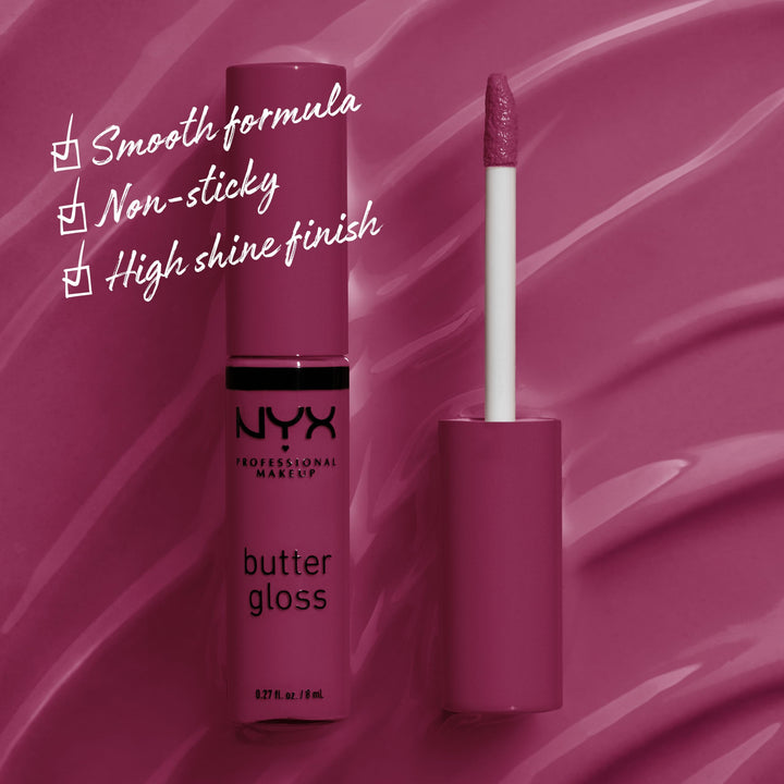 NYX PROFESSIONAL MAKEUP Butter Gloss, Non Sticky Lip Gloss - Cranberry Pie (Mauve Purple)