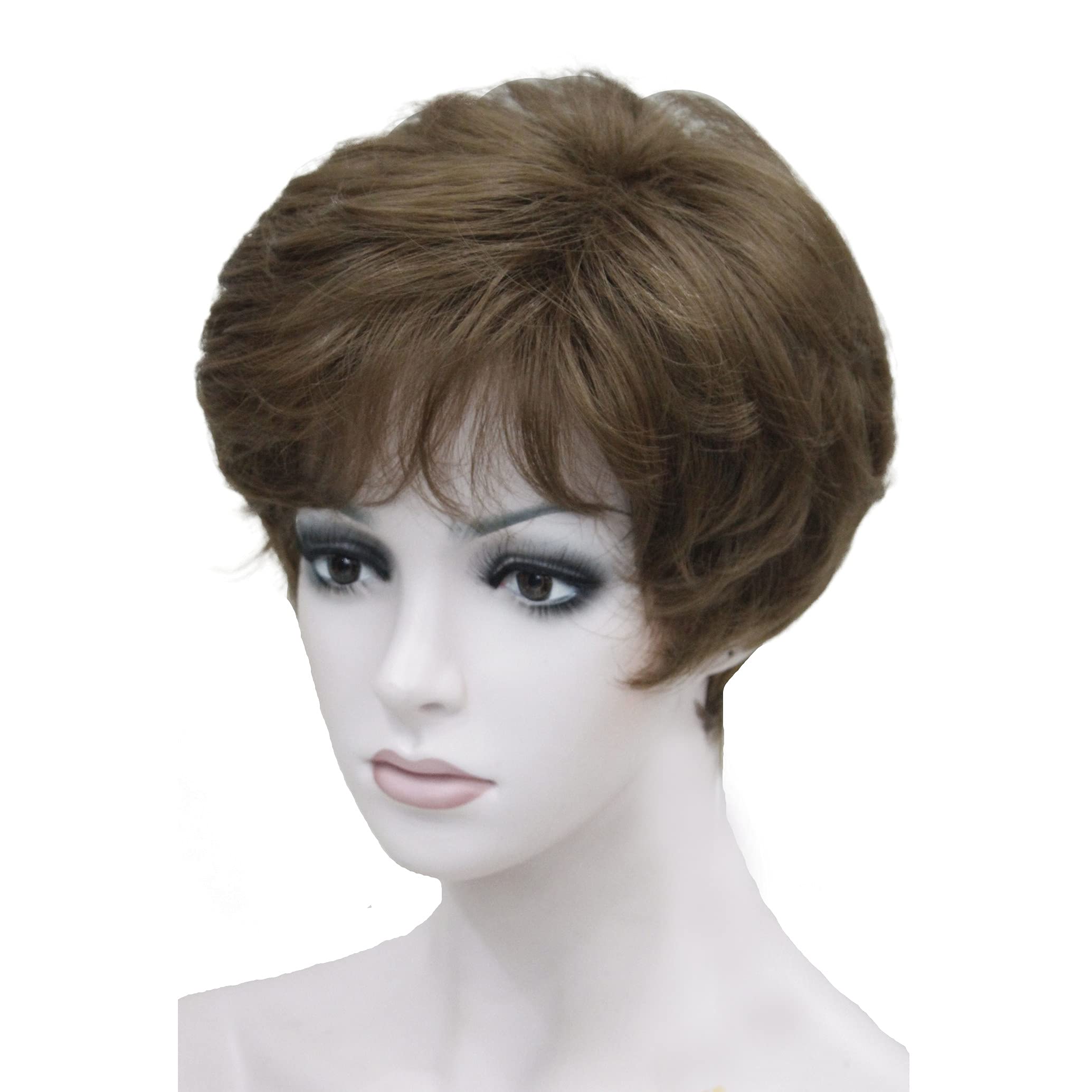 12Tt26: Wiginway Lady Women Short Syntheic Natural Wave Wigs Light Brown Hair Wig Short Bob Wigs(Light Brown#12Tt26)11 Color