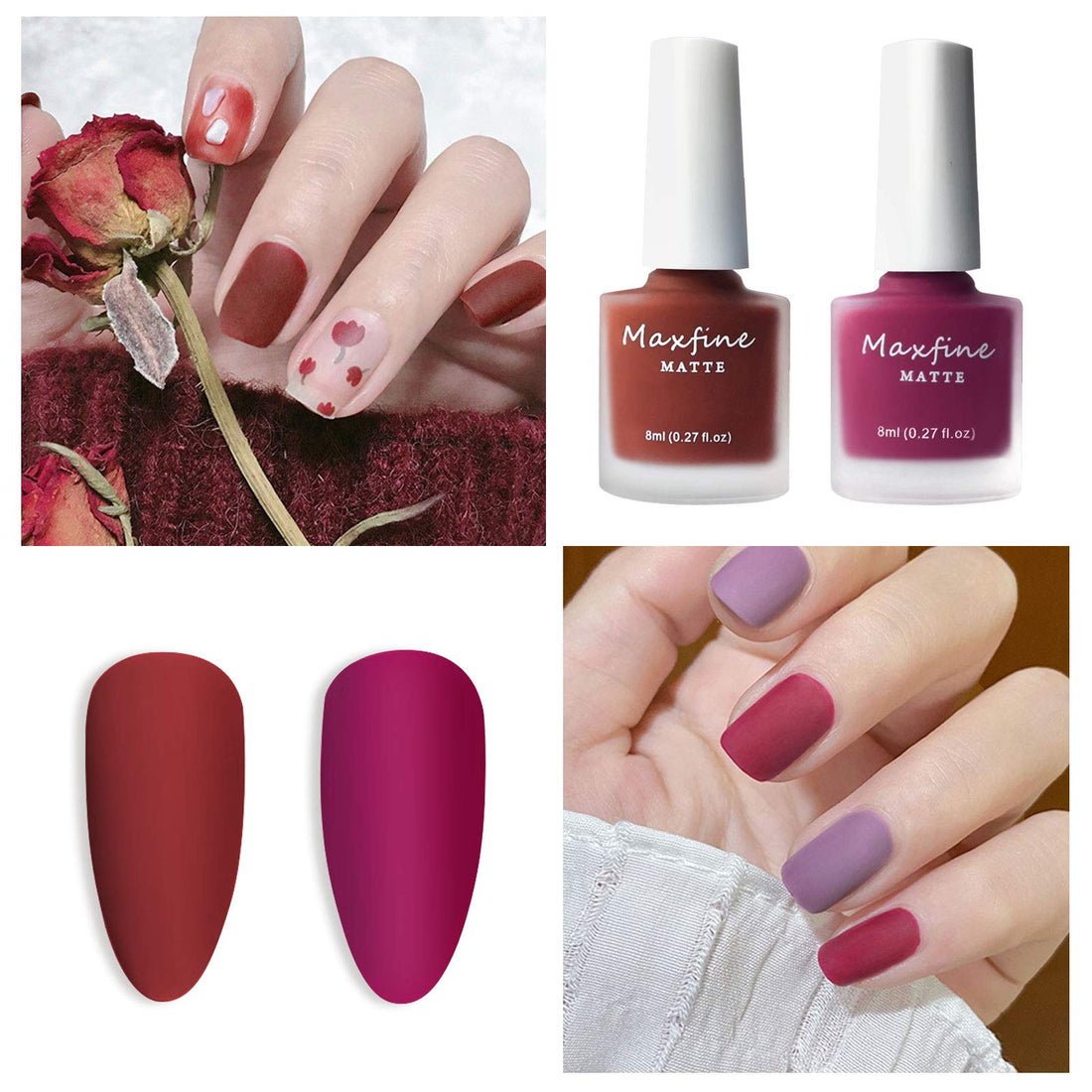 LOKFAR 6 Colors Matte Nail Polish Set, Mist Effect Matte Finish Velvet Gel Nail Polish Kit, Long Lasting Waterproof Velvet Nail Polish Nail Art 8 ml/ Bottle -#B
