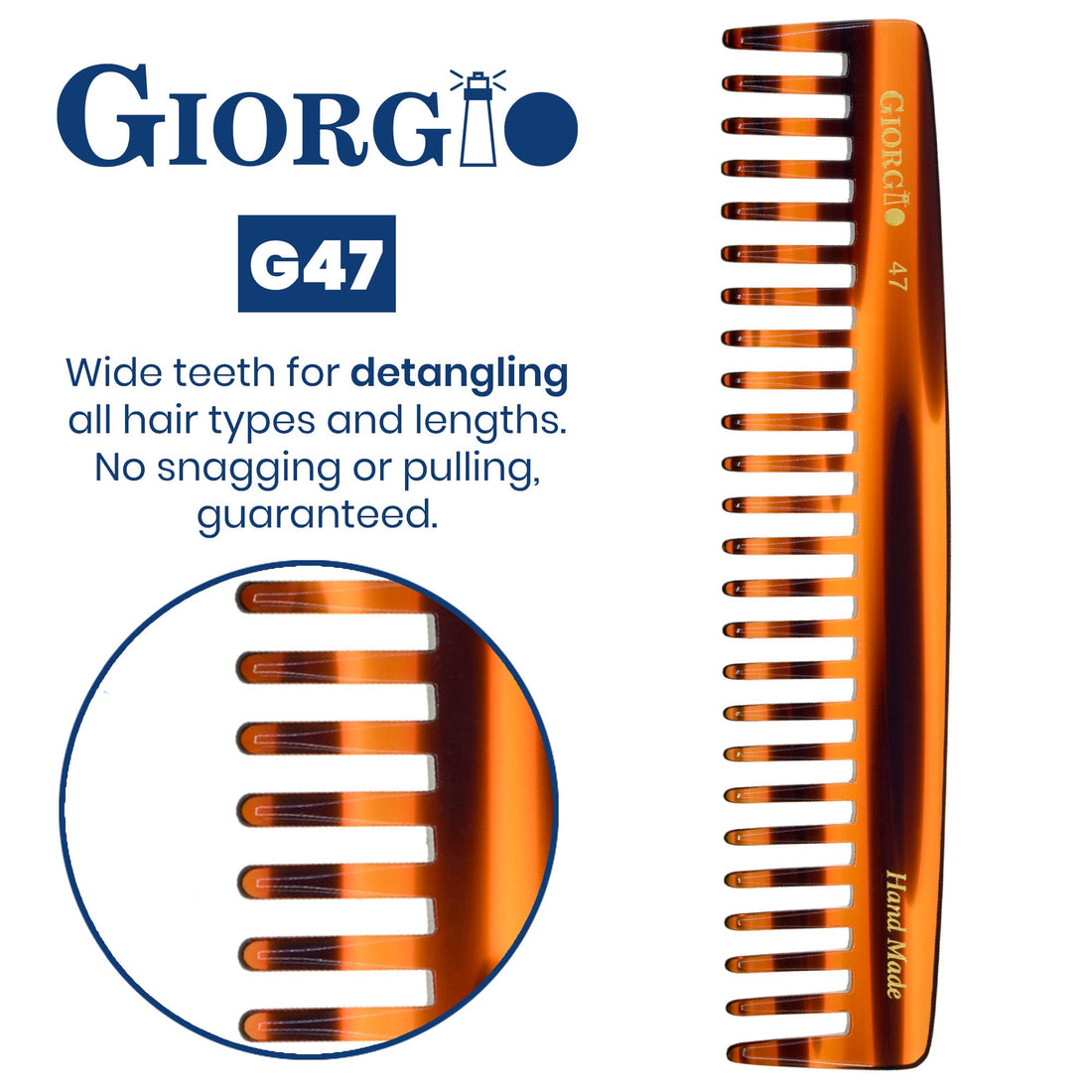 GWL Giorgio Hand Made Flexible Comb 6 Long (Tortoise G47)