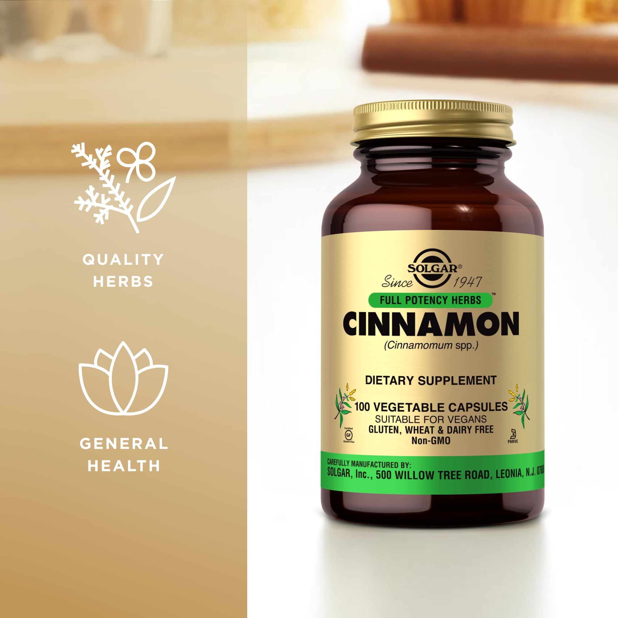 Solgar Cinnamon - 100 Vegetable Capsules, Pack of 2 - Full Potency (FP) - Non-GMO, Vegan, Gluten Free, Dairy Free, Kosher - 200 Total Servings
