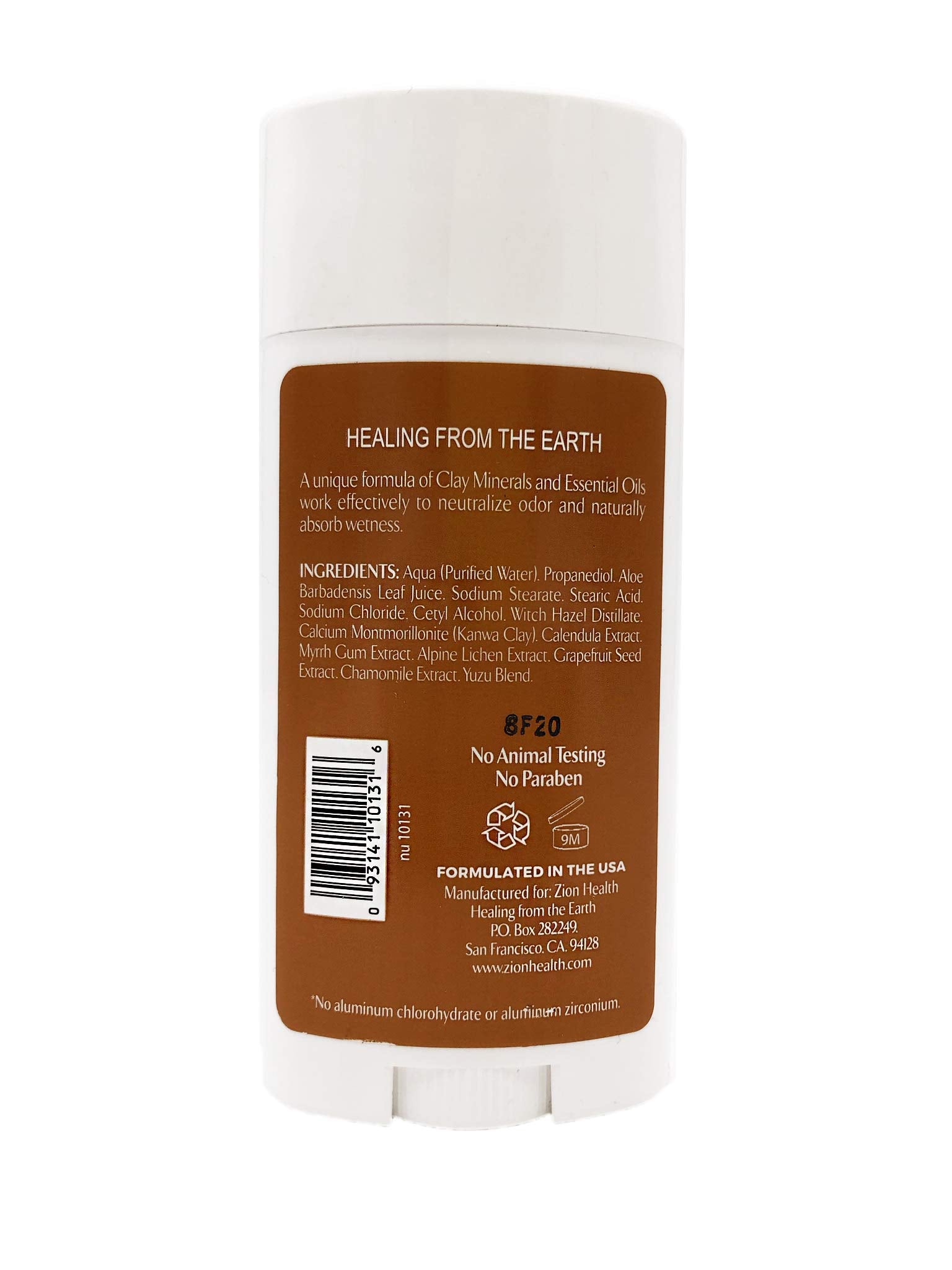 Zion Health Claydry Silk Deodorant, Original, 2.5 Ounce