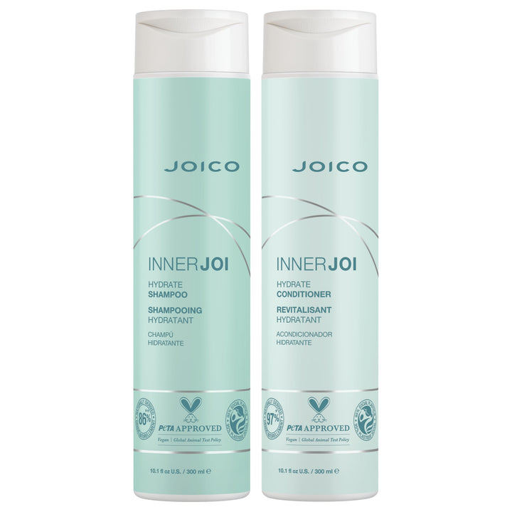 Joico InnerJoi Hydration Shampoo & Conditioner Set | For Dry Hair & Scalp | Sulfate & Paraben Free | Naturally-Derived Vegan Formula | 10.1 Fl Oz