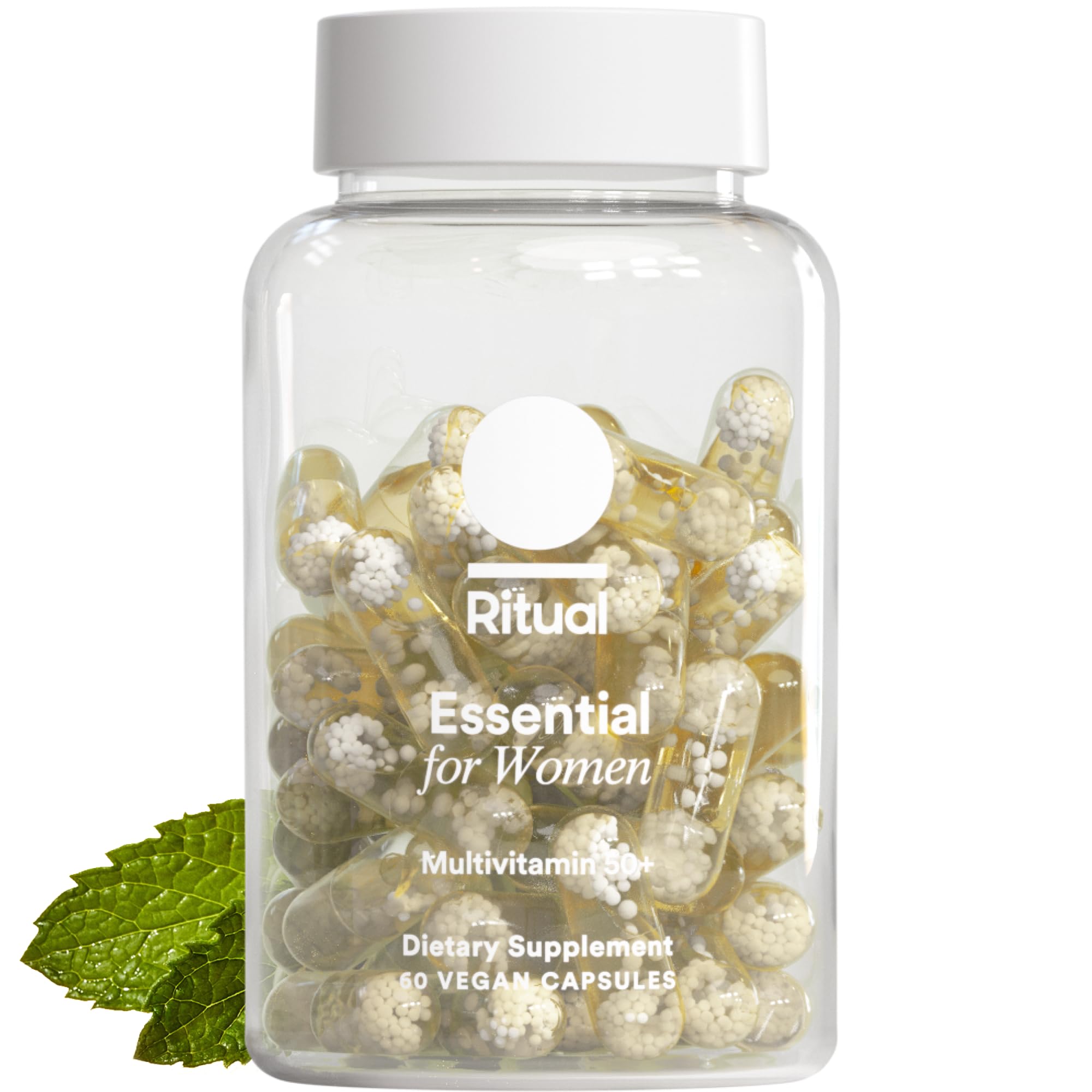 Ritual Multivitamin for Women 50+, Menopause Supplements with Vitamin D3, K2 and Magnesium for Bone Support*, Omega-3 DHA, Vitamin B12, Non-GMO, Mint Essenced, 30 Day Supply, 60 Vegan Capsules