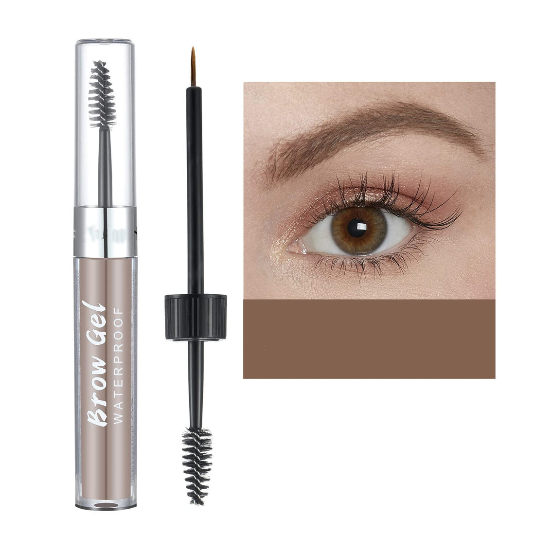 MAEPEOR Waterproof Eyebrow Gel 8 Colors Full-pigmented Long Lasting Liquid Brow Gel for Fuller & Defined Looking (#03 Medium Brown)