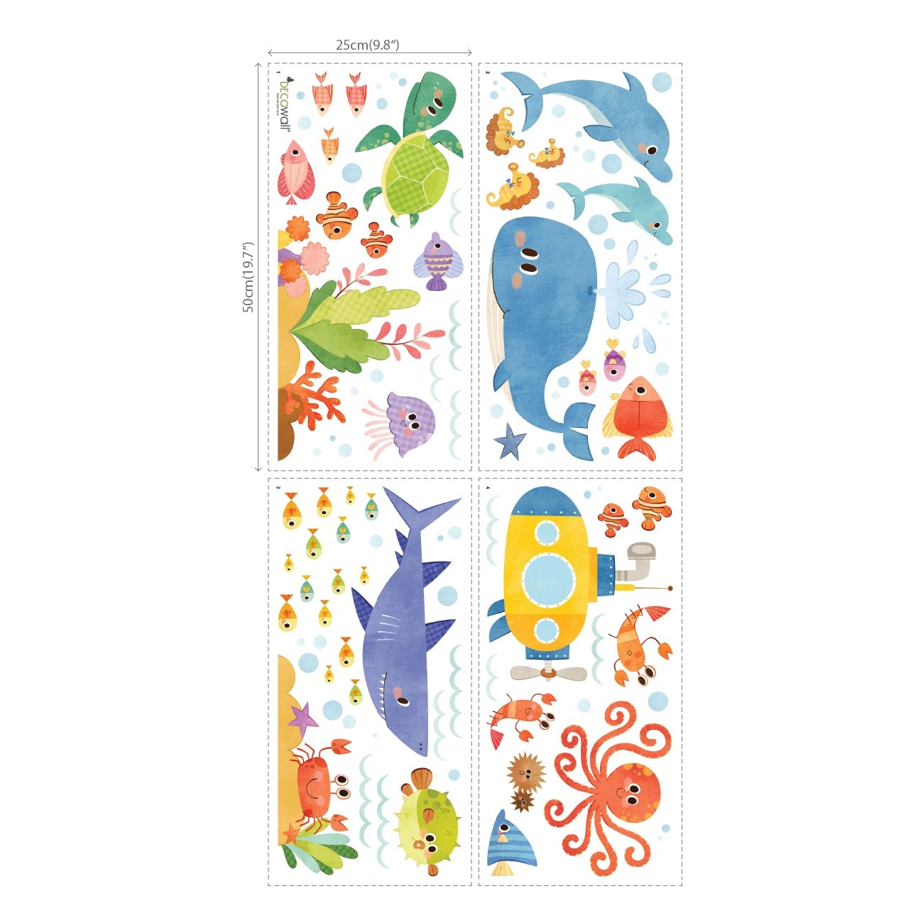DECOWALL DS8-1611 Sea Adventure Kids Wall Stickers Wall Decals Peel and Stick Removable Wall Stickers for Kids Nursery Bedroom Living Room dcor