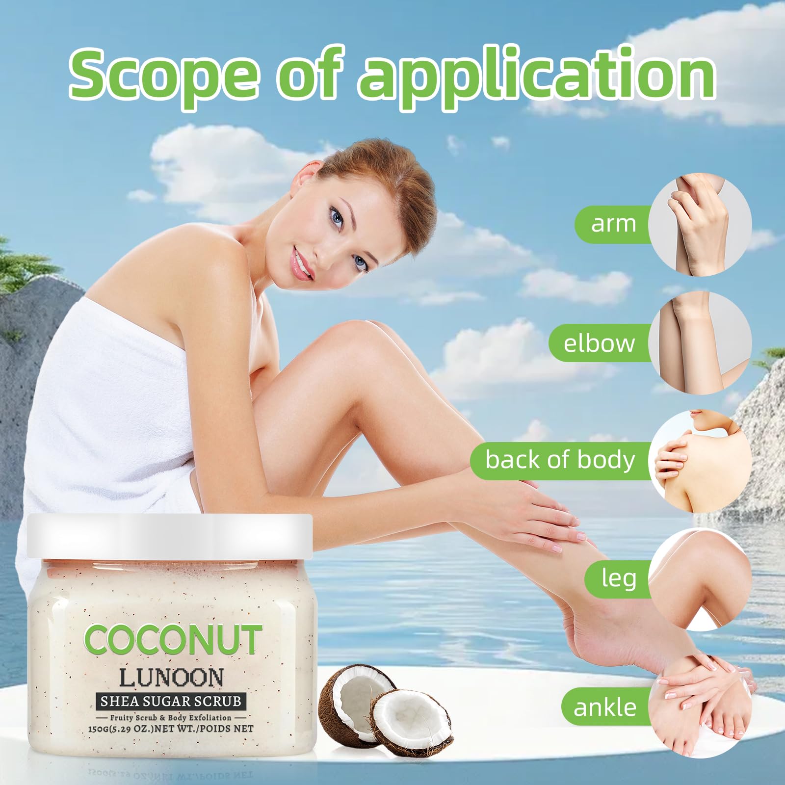 Coconut Sugar Scrub Exfoliating Body Scrub Removes Dead, Dry Skin for Hydrating, Gently Exfoliate Body Hand and Foot Scrub, Moisturized Skin for Unisex