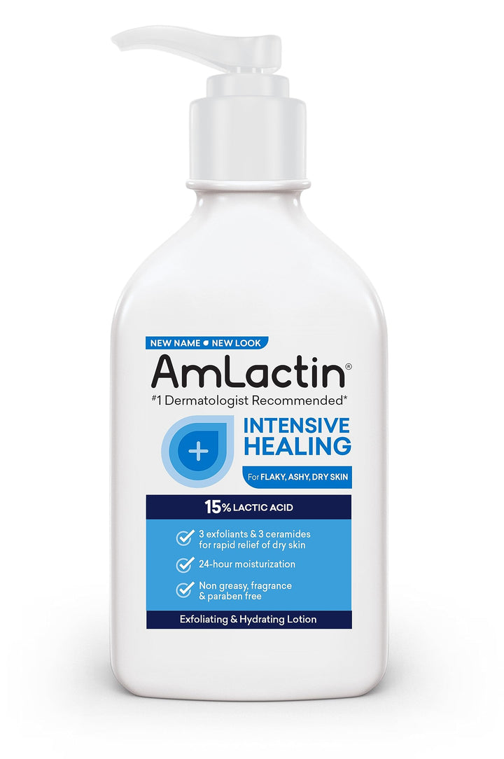 AmLactin Rapid Relief Restoring Lotion + Ceramides | 24-Hr Dry Skin Relief | Powerful Alpha-Hydroxy Therapy Gently Exfoliates | Lactic Acid (AHA) Restores Rough Flaky Dry Skin | Paraben-Free 7.9 oz.
