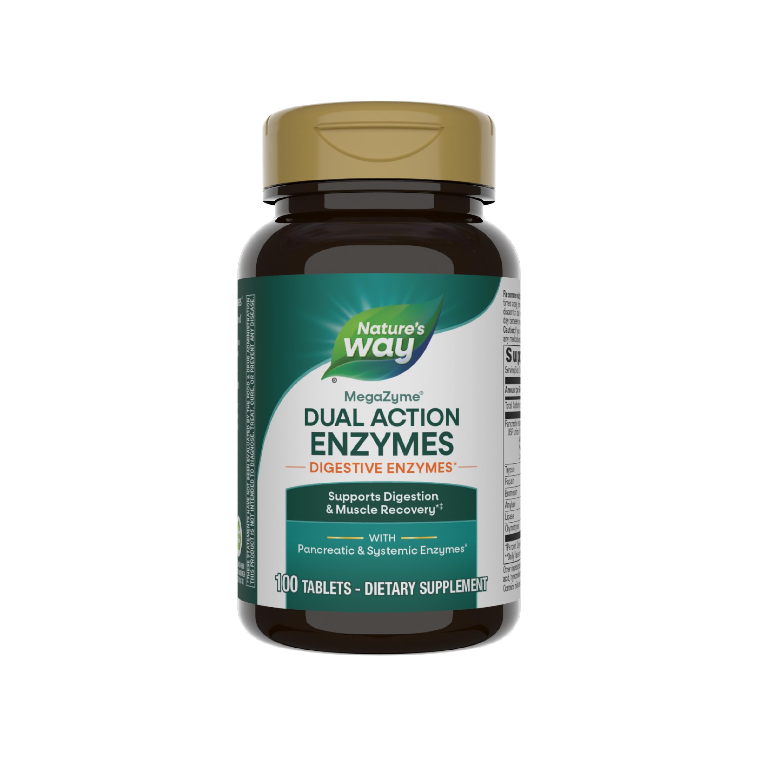 Nature's Way Mega-Zyme, Pancreatic & Systemic Enzymes*, Relieves Occasional Muscle Soreness Due to Overexertion and Exercise,* Digestive Support*, 100 Tablets (Packaging May Vary)