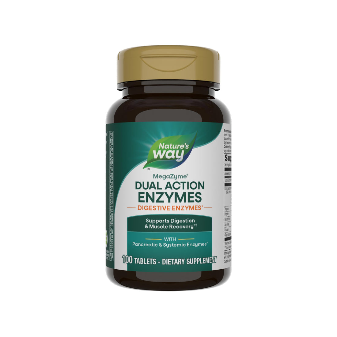 Nature's Way Mega-Zyme, Pancreatic & Systemic Enzymes*, Relieves Occasional Muscle Soreness Due to Overexertion and Exercise,* Digestive Support*, 100 Tablets (Packaging May Vary)