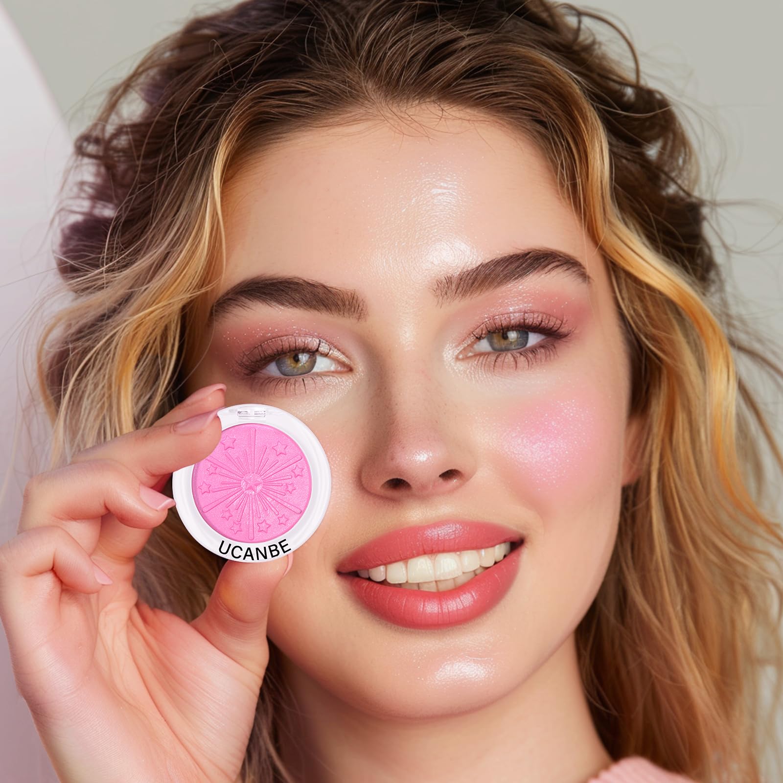 UCANBE Baked Blush for Cheek, Glow Blushing Palette - Seamless Silky Blendable Powder Blush Makeup Palette, Delivering Long Last Natural Ruddy Complexion, 04 Bubble