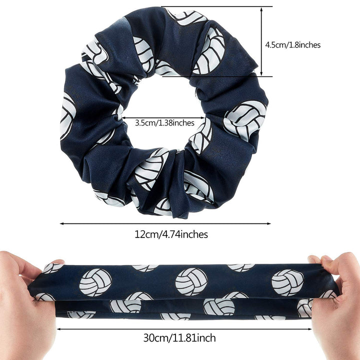 12 Pieces Silk Hair Scrunchies Volleyball Sport Hair Elastic Satin Ties Bands Ponytail Holders for Players Teams Gifts Wristband Decoration Hair Accessories Women(Multicolor)