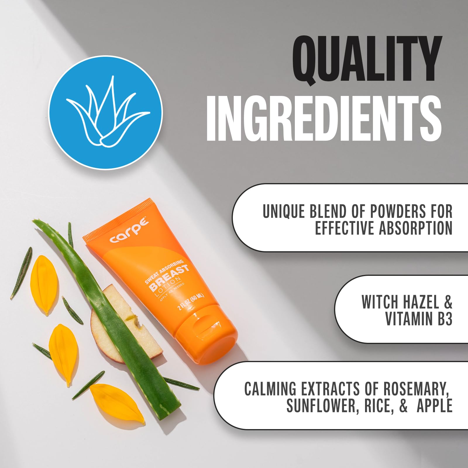 Carpe No-Sweat Breast - Helps Keep Your Breasts and Skin Folds Dry - Sweat Absorbing Lotion - Helps Control Under Breast Sweat - Great For Chafing and Stain Prevention