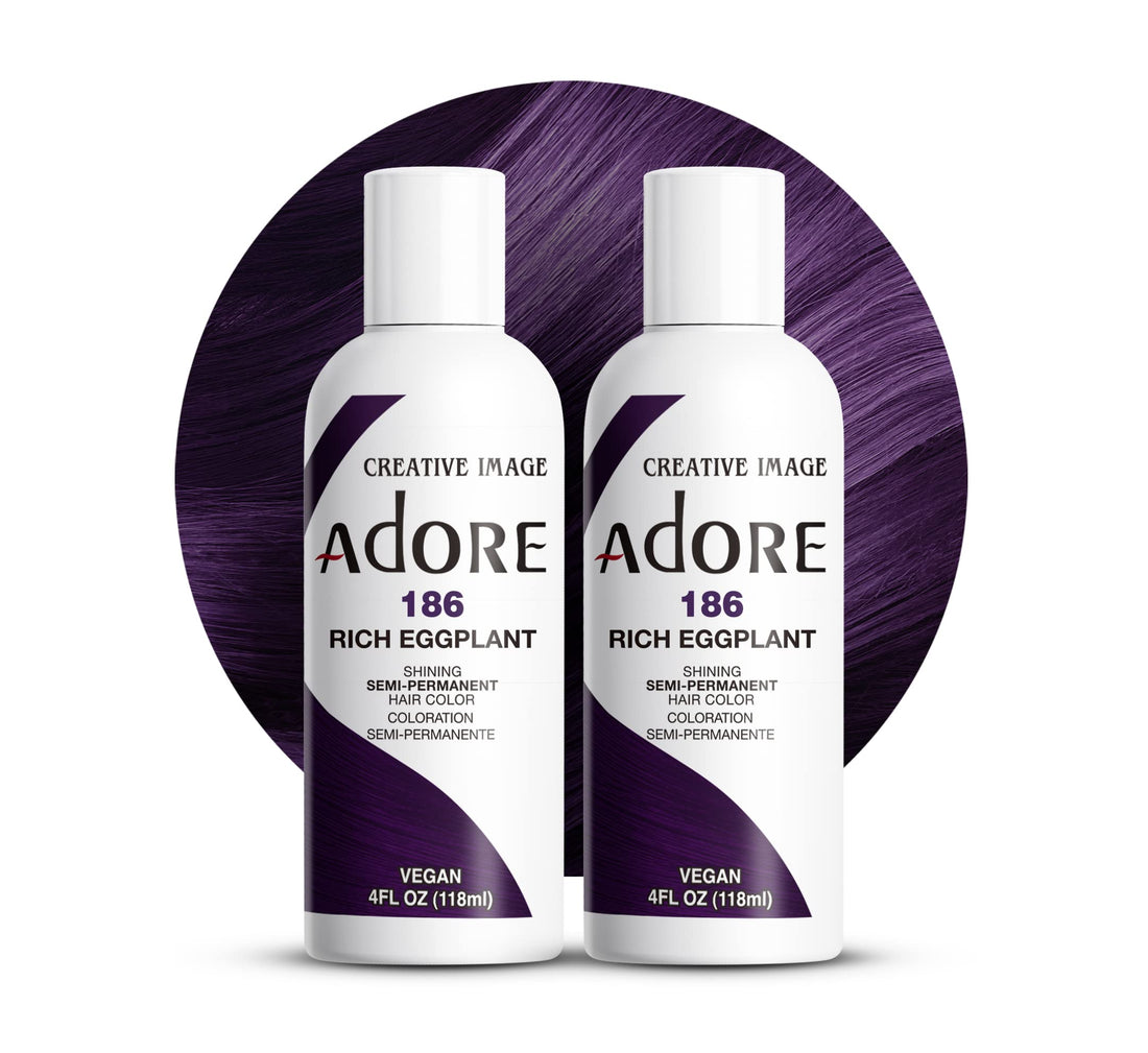 Adore Semi-Permanent Haircolor #186 Rich Eggplant 4 Ounce 118ml 2 Pack