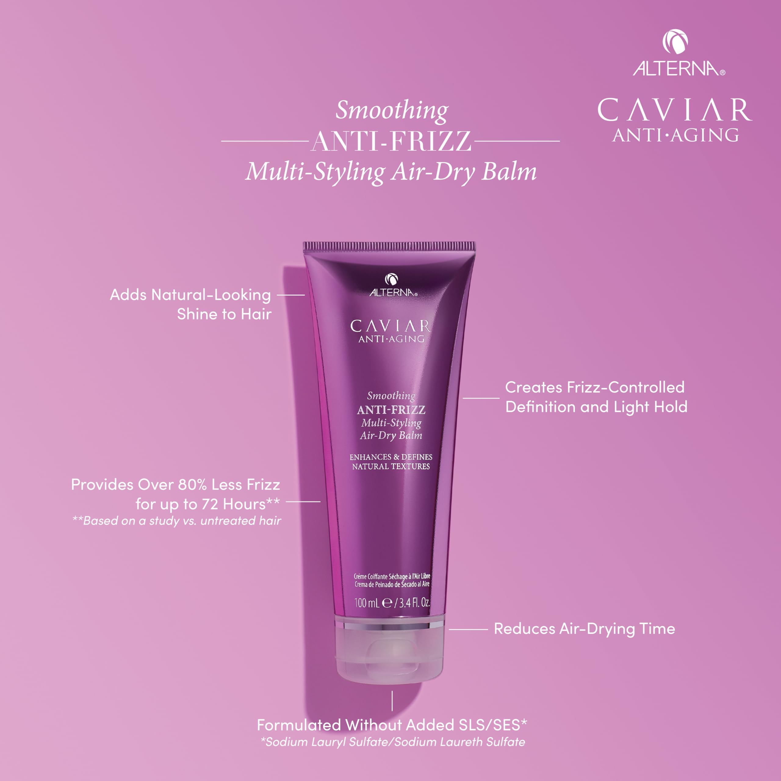 Alterna Haircare Caviar Anti-Aging Smoothing Anti-Frizz Multi-Styling Air Dry Balm, Unscented, 3.4 Fl Oz