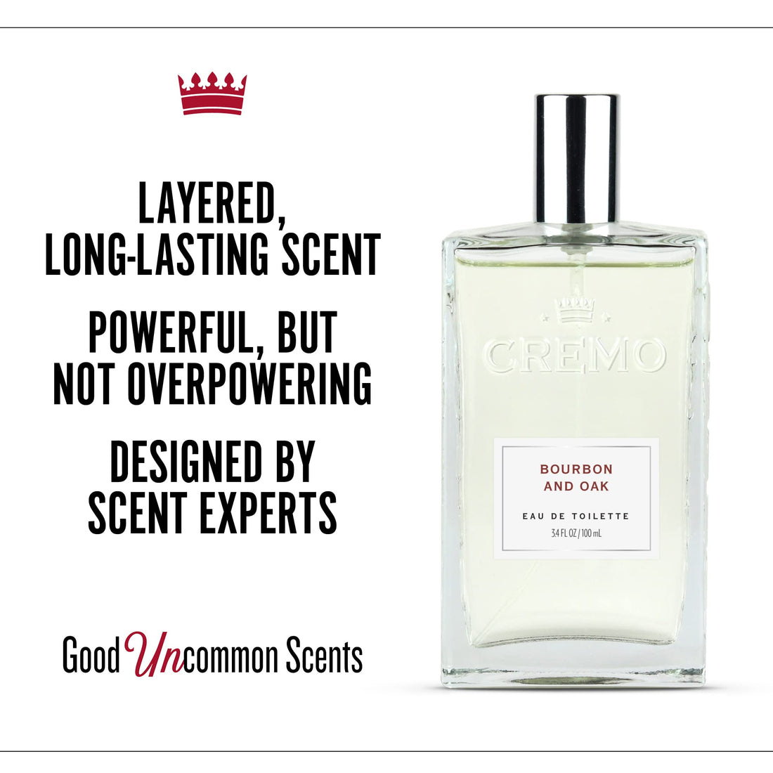 Cremo Cologne Spray, Bourbon & Oak, 3.4 Ounce