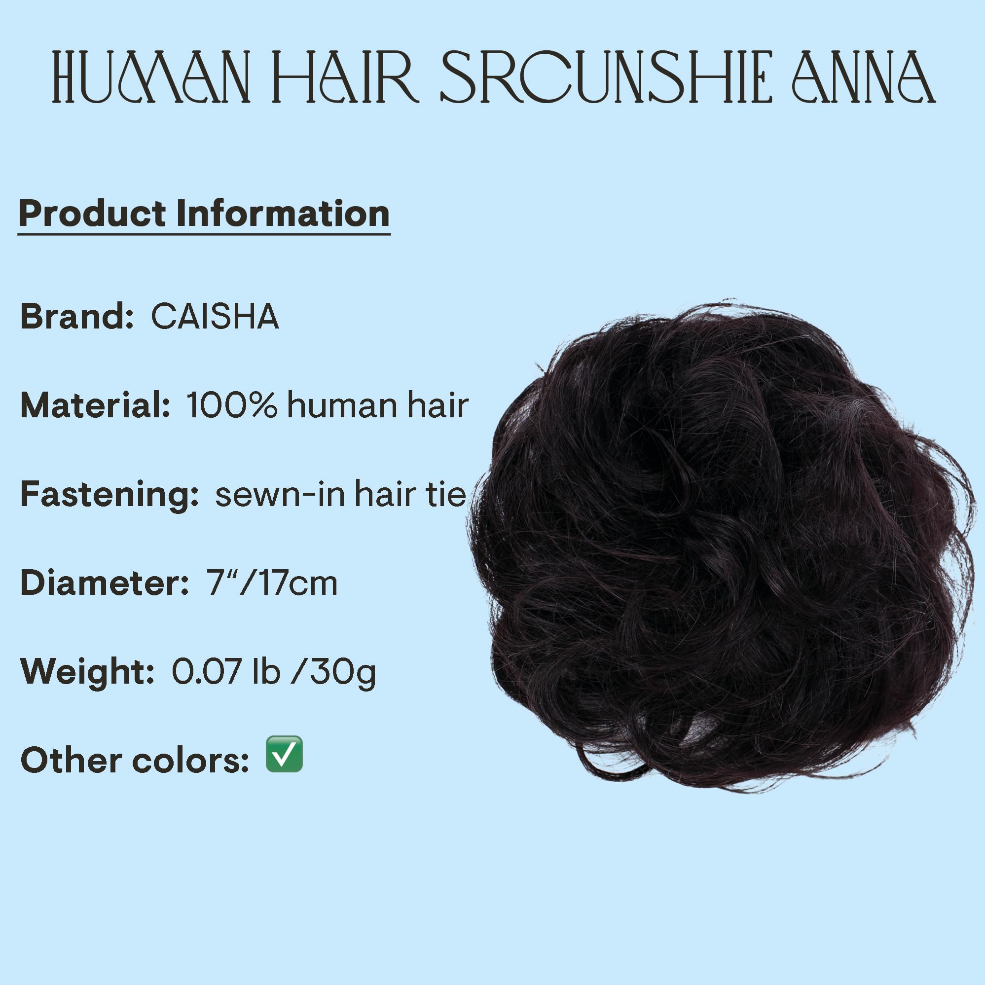 black 1B H312 : PRETTYSHOP 100% Human Hair Scrunchy Scrunchie Bun Up Do Hair Piece Hair Ribbon Ponytail Extensions Wavy Curly or Messy Div. colours (black 1B H312)