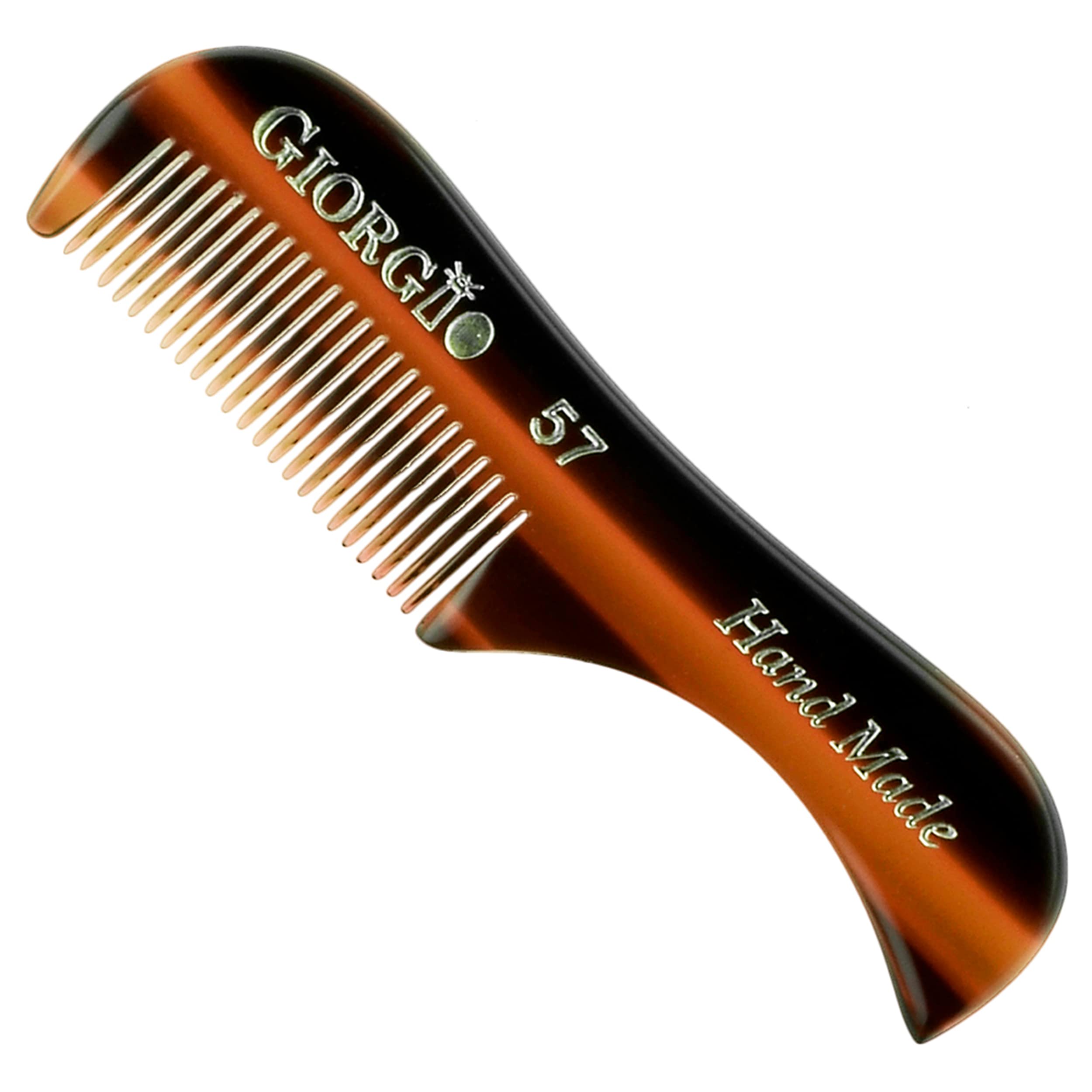Giorgio G57 2.75 73mm X-Small Men's Fine Toothed Beard and Mustache Pocket Comb for Facial Hair Grooming. Hand-Made of Durable Cellulose Acetate, Saw-Cut & Polished (Giorgio G57)