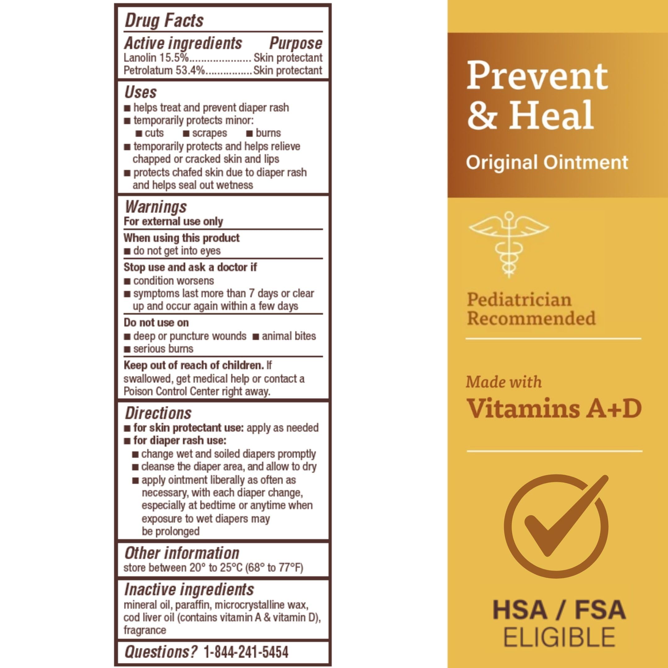 A+D Original Diaper Rash Ointment, Baby Skin Protectant with Lanolin and Petrolatum, Seals Out Wetness, Helps Prevent Diaper Rash, 1.5 Ounce Tube, Packaging May Vary