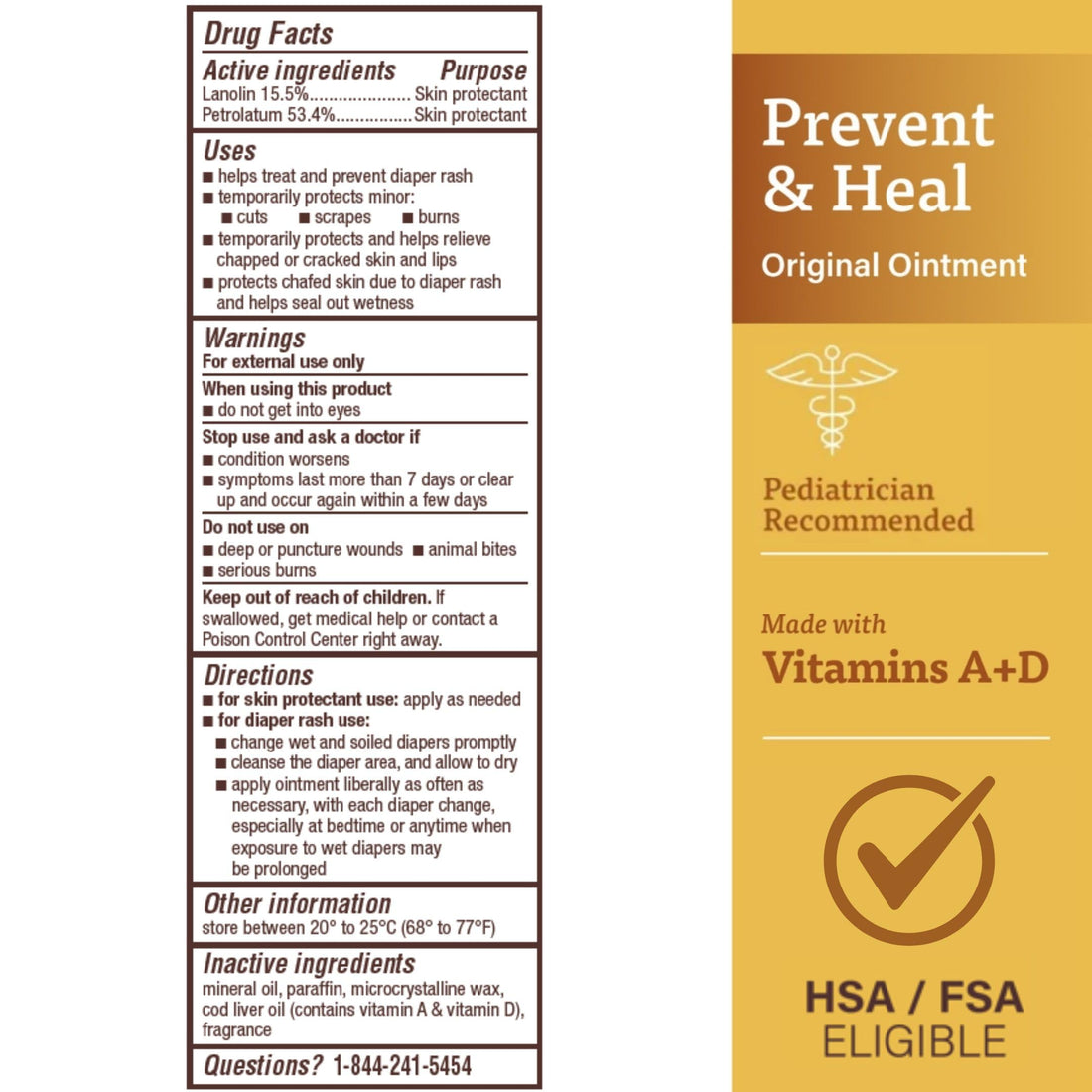 A+D Original Diaper Rash Ointment, Baby Skin Protectant with Lanolin and Petrolatum, Seals Out Wetness, Helps Prevent Diaper Rash, 1.5 Ounce Tube, Packaging May Vary