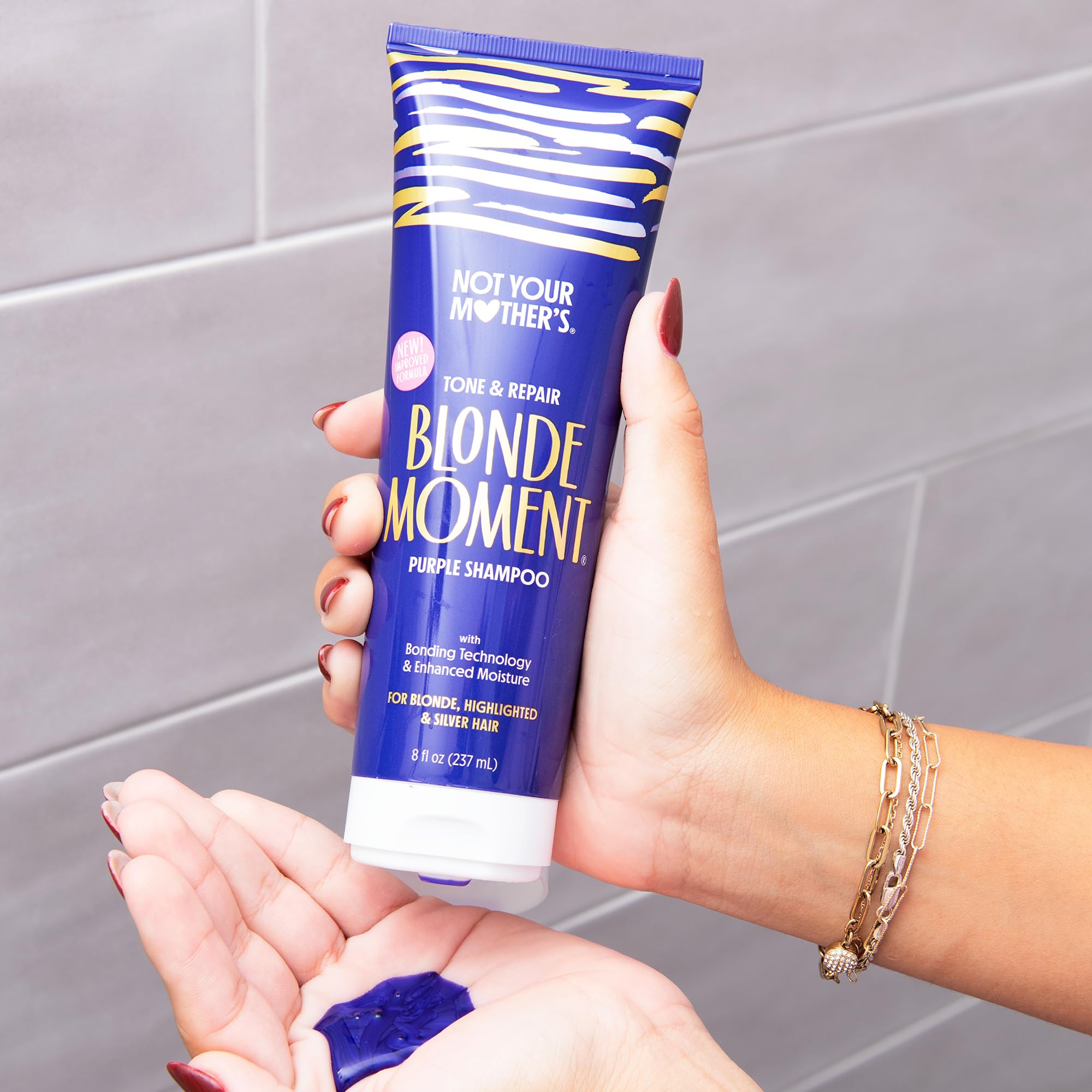 Not Your Mother's Blonde Moment Purple Shampoo and Conditioner (2-Pack) - 8 fl oz - Ideal for Blonde, Highlighted Brunette, Silver Hair - Helps with Bonding, Anti-Brass Toning, Repair, and Hydration