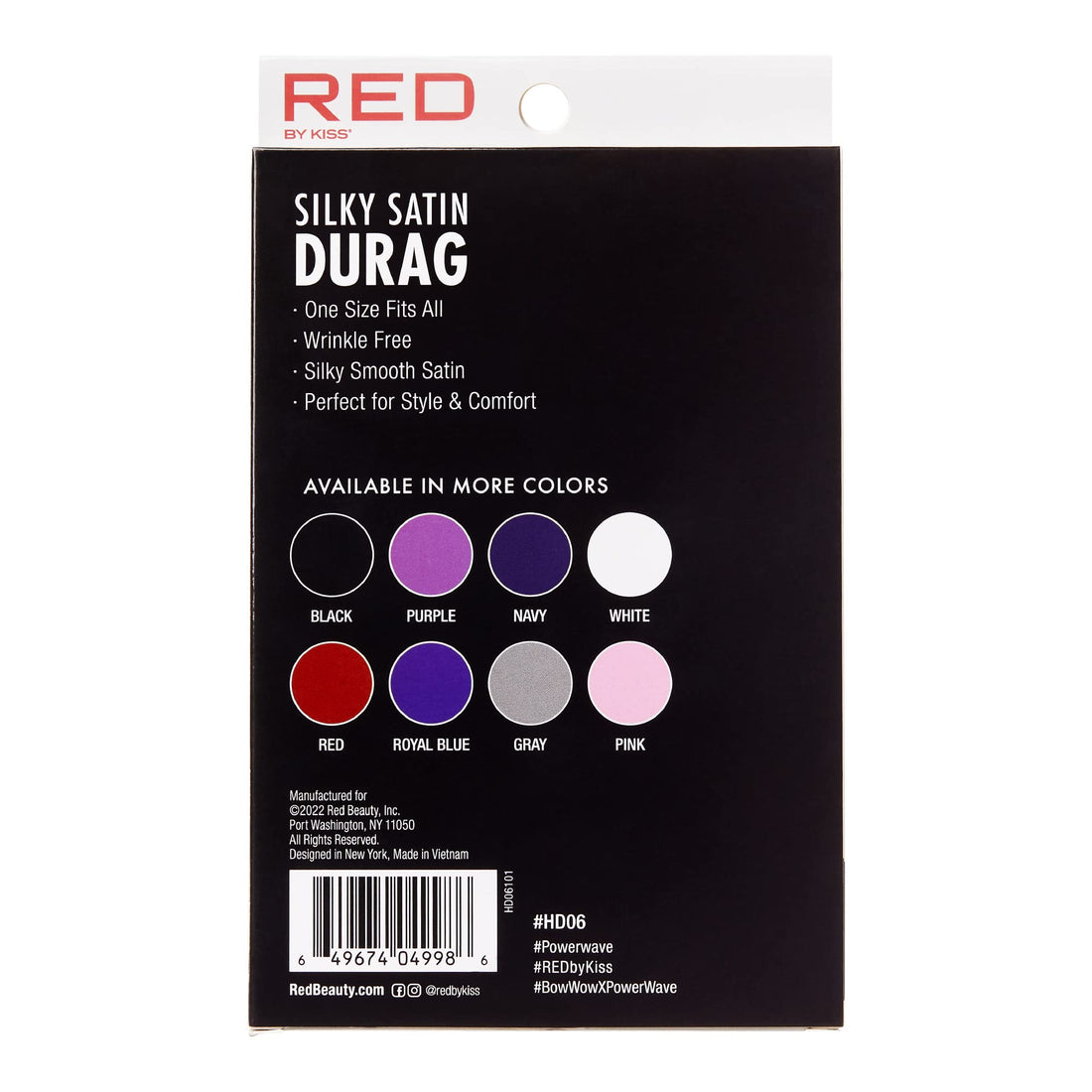 KISS RED Silky Satin Durag Premium Smooth Silky Durag for Men & Women 360 Waves Headwraps (Navy)