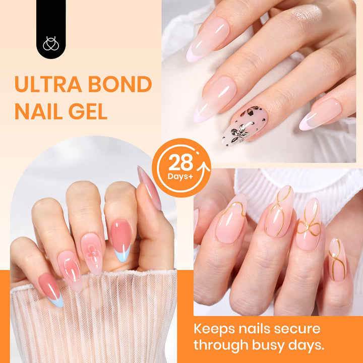 Beetles 2Pcs*20g Solid Nail Glue Gel, Tipex Soft Nail Tips Glue Super Strong for Acrylic Nails Extension Fake Nails Press On Nails, Fall Halloween Nails, U V Light Required