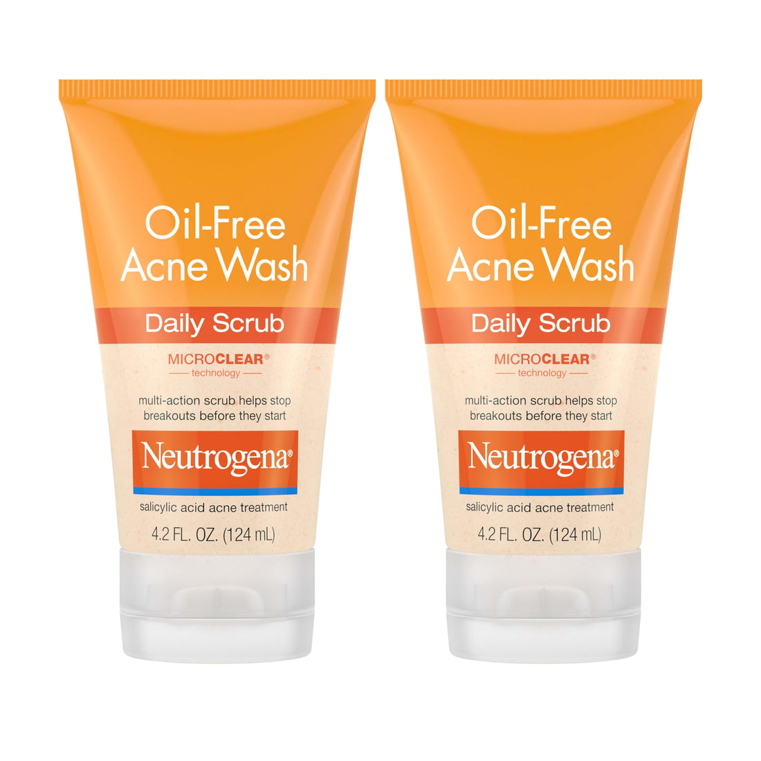Neutrogena Oil-Free Acne Face Scrub, 2% Salicylic Acid Acne Treatment, Daily Face Wash to help Prevent Breakouts, Exfoliating Facial Cleanser for Acne-Prone Skin, Twin Pack, 4.2 fl. oz, 2 Pack