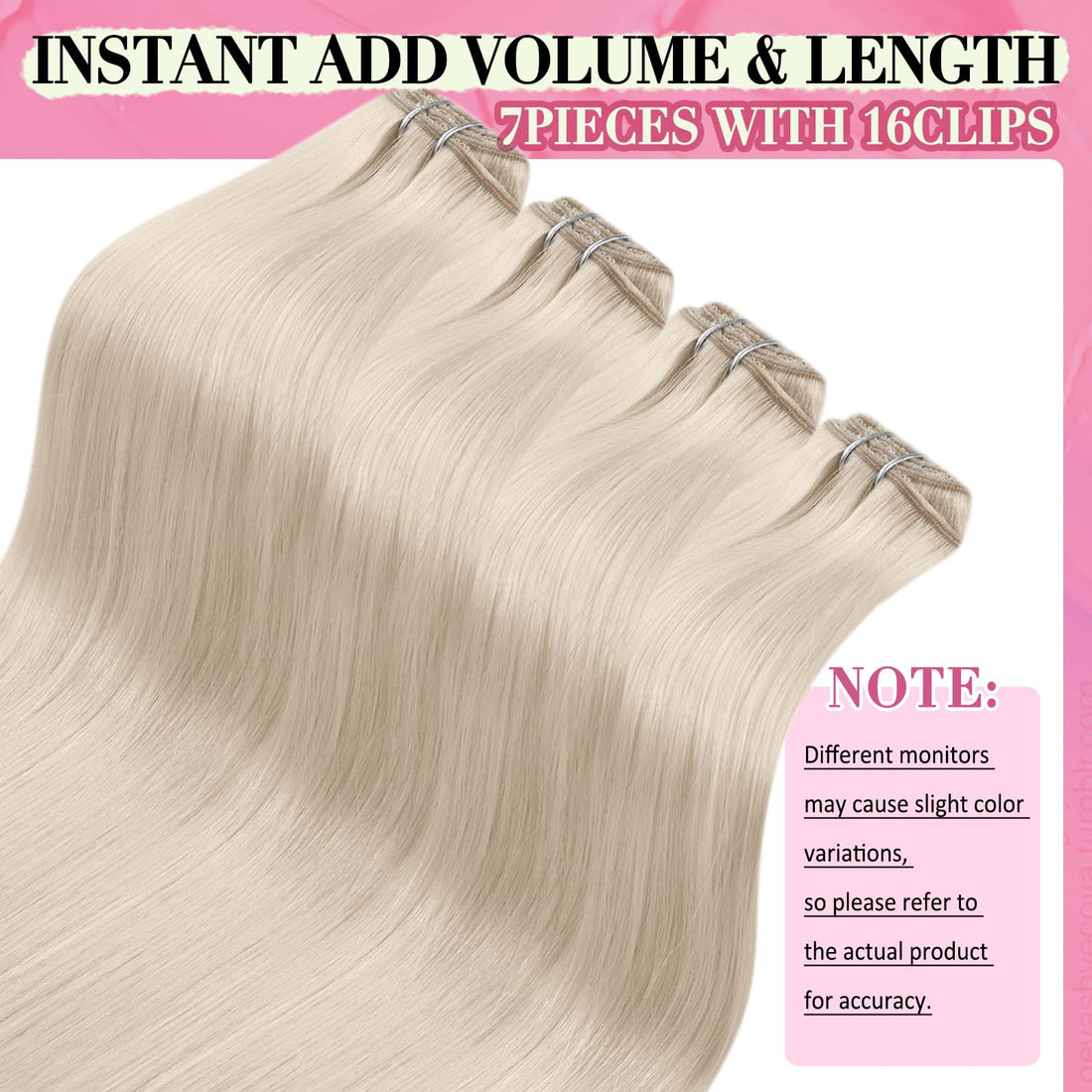 Youngsee 16 inches Clip in Hair Extensions Remy Blonde #60 7pcs Silk Straight Thick Clip in Hiar Extensions Remy Human Hair 120g Per Pack: 16, 60