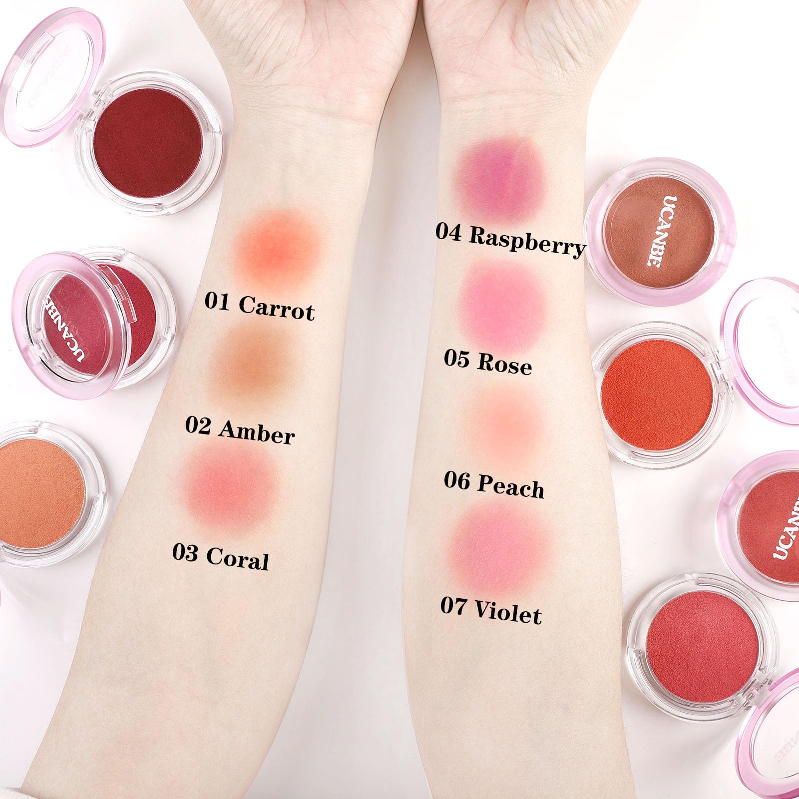 UCANBEMAKEUP Matte Cream-To-Powder Blush Makeup Palette, Highly Pigmented Lightweight Blush for Cheek and Eye, Blendable Flawless Velvety Coverage Face Blushes Make up 0.25 Ounce, Amber