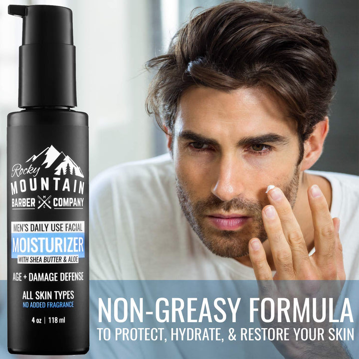 Moisturizer For Men – Non-Greasy Lotion to Protect, Hydrate, & Restore Your Face – With Shea Butter, Jojoba Oil, Argan Oil & Vegetable-Derived Glycerin – Non-Clog, Fragrance-Free – All Skin Types