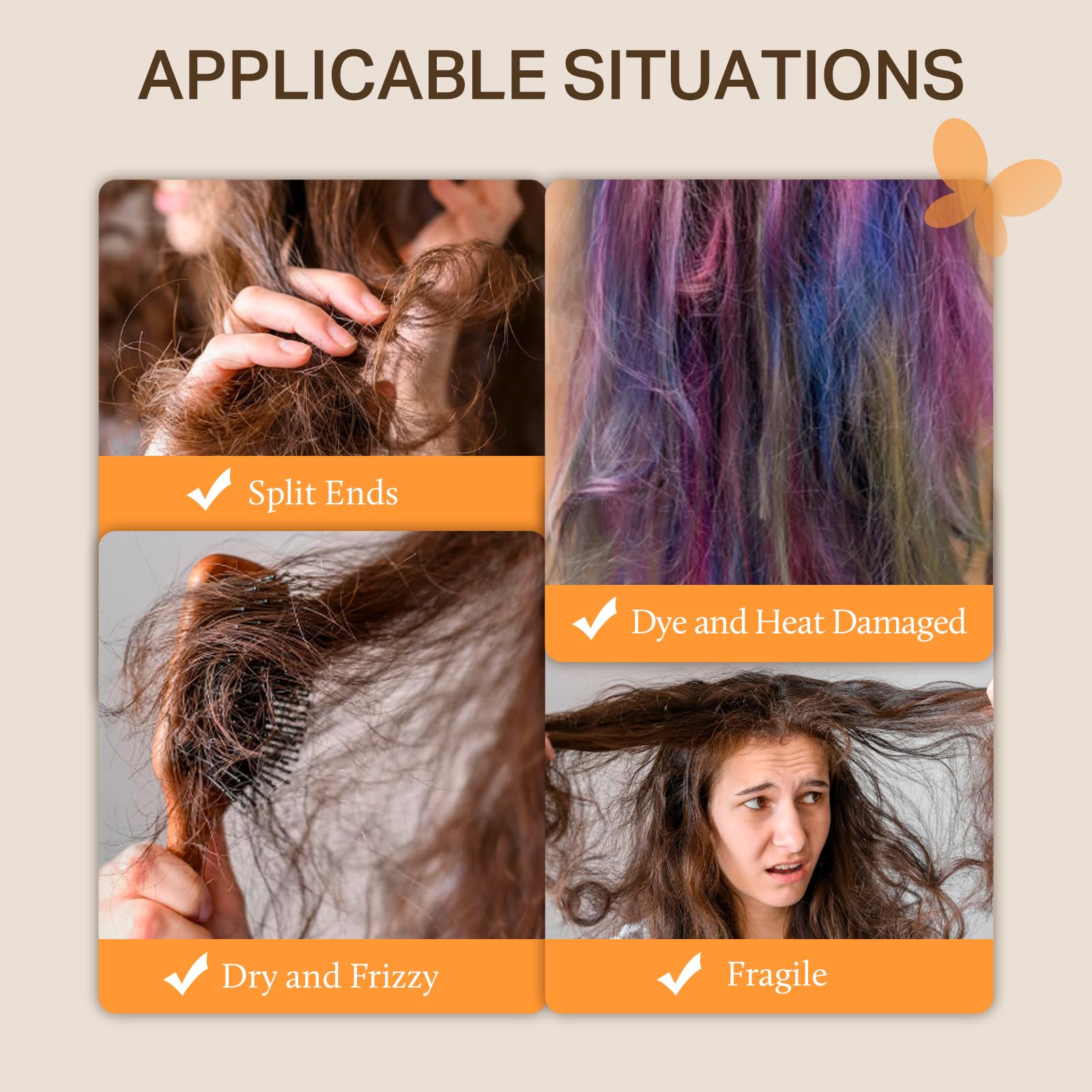 DOORES Leave-in Conditioner Spray, Hair Treatment Detangler Spray Conditioning Hair Detanglers Hydrates Boosts Shine Smooths Frizz for All Hair Types 3.4 fl oz