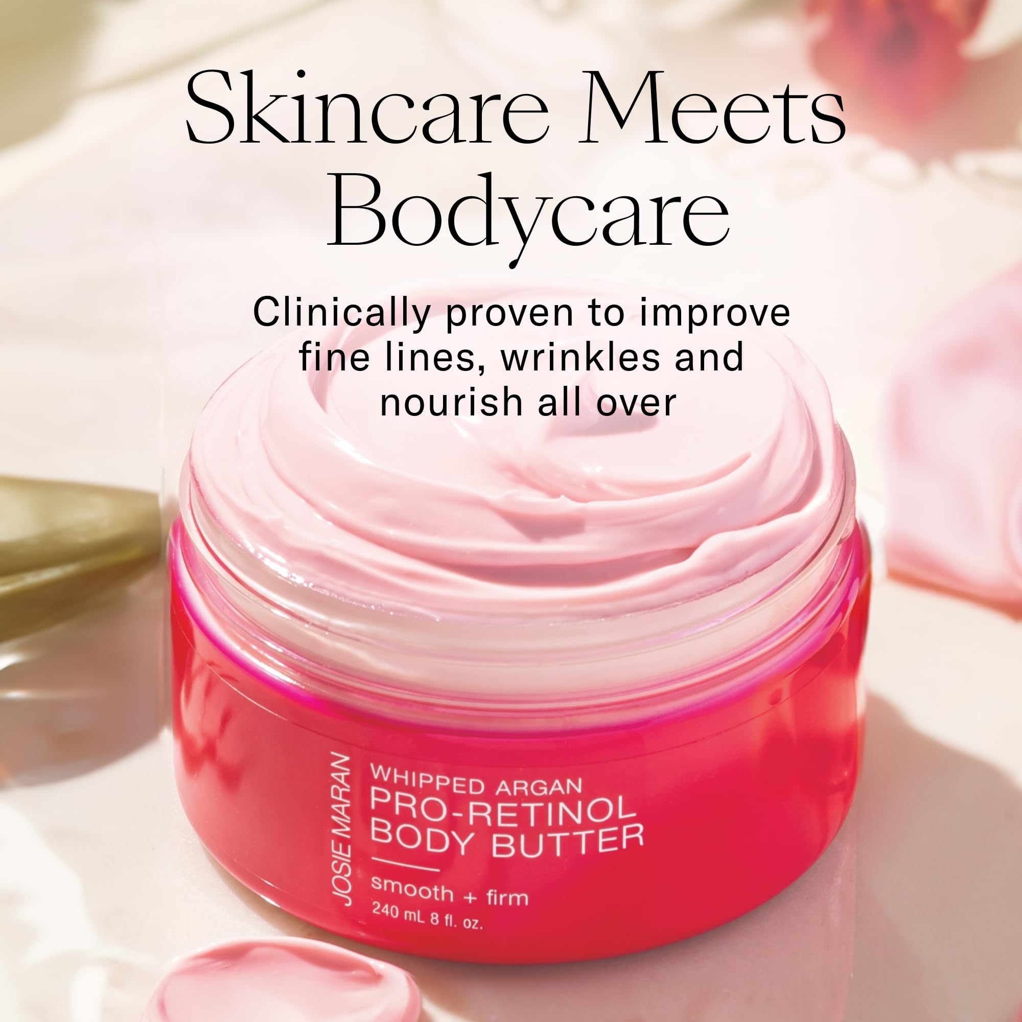 Josie Maran Whipped Argan Pro-Retinol Body Butter - Ultra-Hydrating Retinol Body Cream with Air-Whipped 100% Pure Argan Oil - Smooth, Soothe & Improve the Look of Fine Lines - Vanilla Bean (8 Oz)