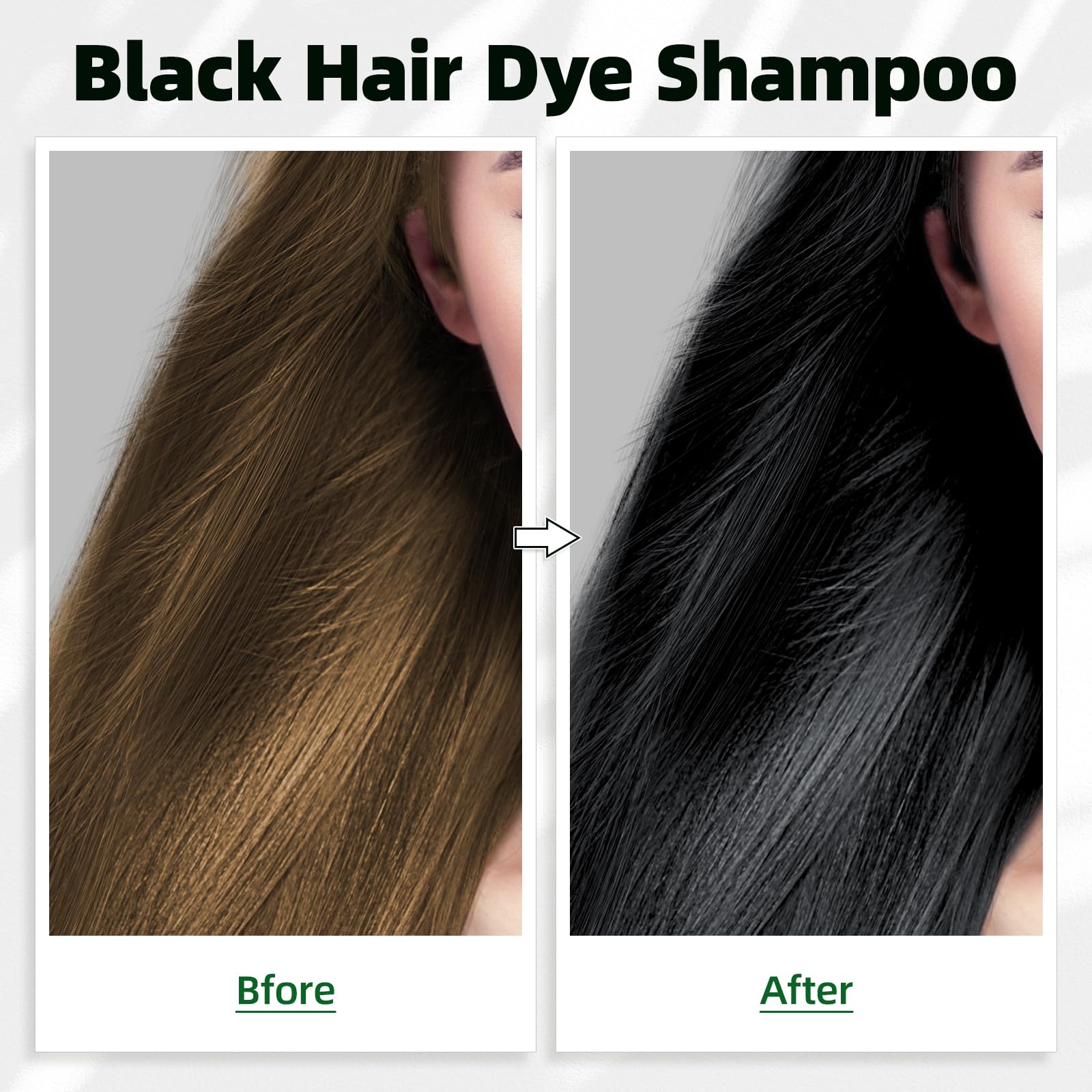MOISTAR Black Hair Dye Shampoo 3 in 1 for Gray Coverage, Color Shampoo for Women/Men Instant Herbal Semi Permanent, 500ML